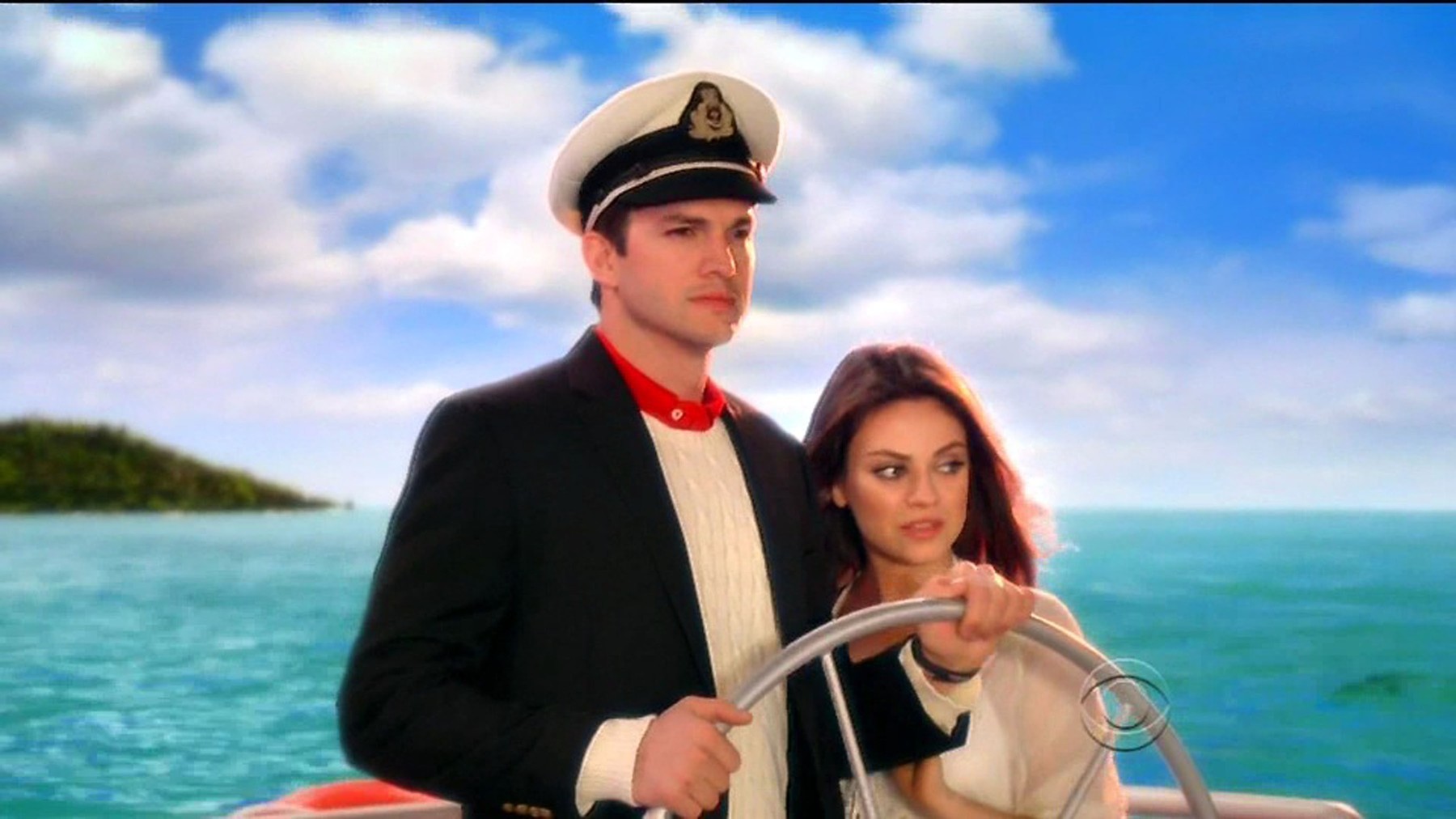 Mila Kunis guest stars on fiance Ashton Kutcher's show Two And A Half Men - in a wedding dress