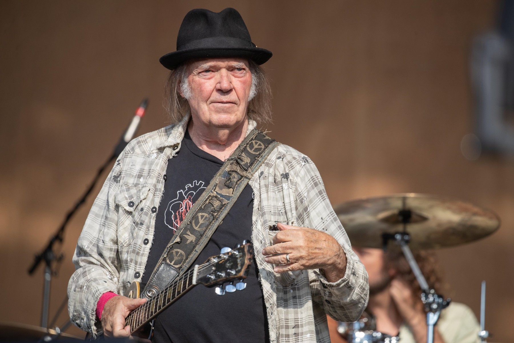 London, UK. 12th July, 2019. London, UK. Friday 12 July 2019. London, UK. Friday 12 July 2019.Neil Young &amp; Promise of the Real Performs at Bob Dylan and Neil Young at Hyde Park Credit: Jason Richardson/Alamy Live News