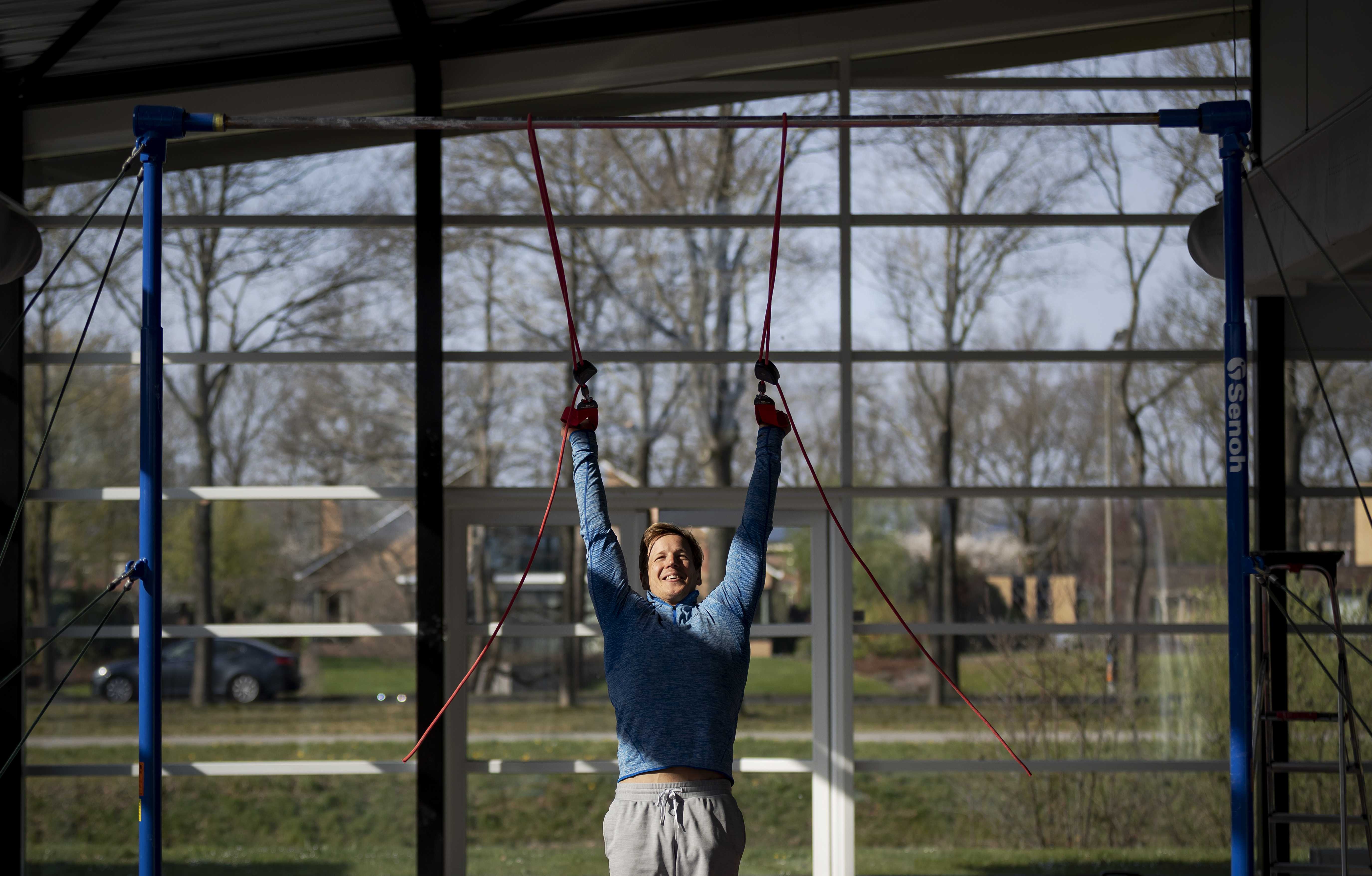Dutch gymnast trains in a former fitness center