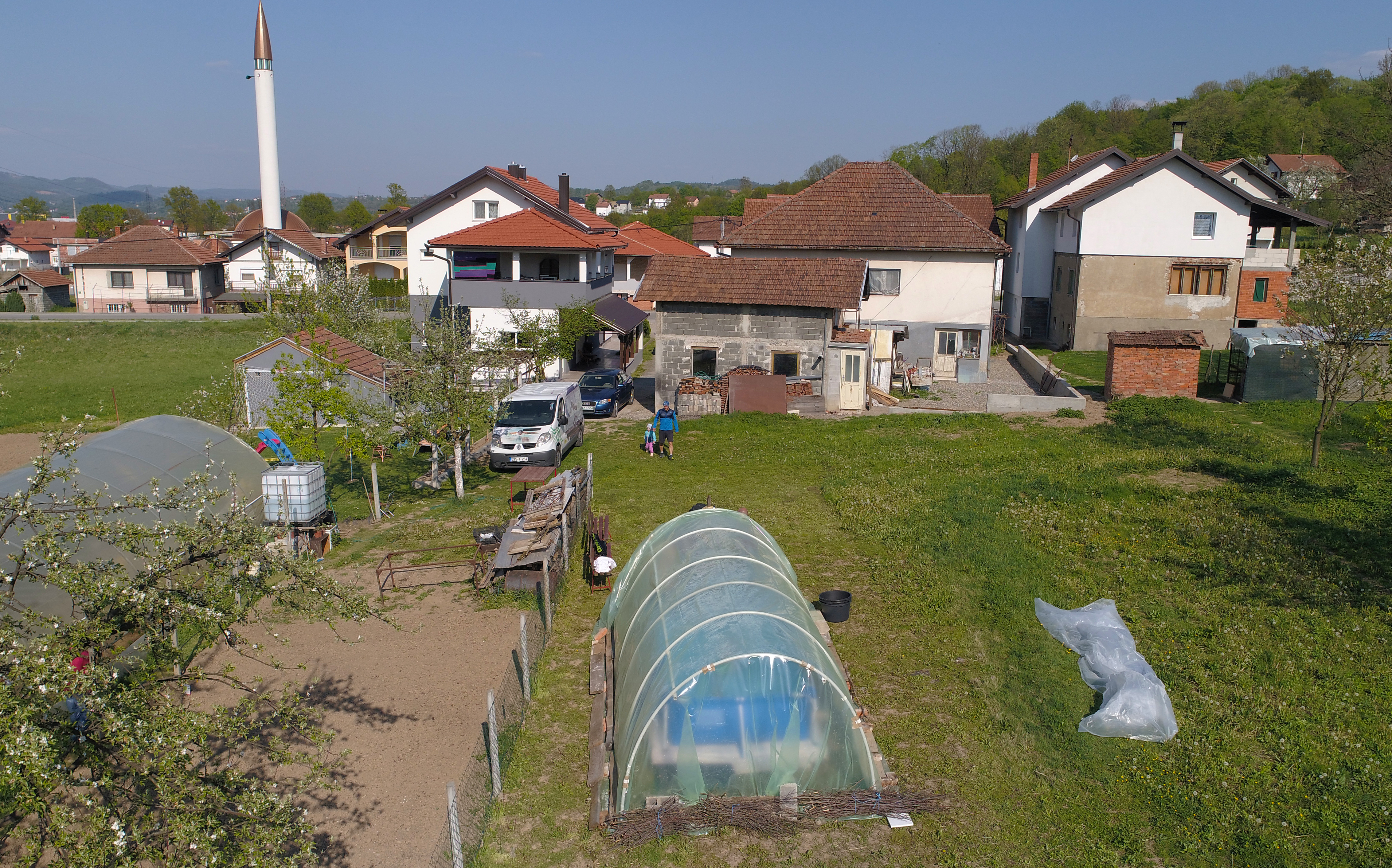 A general view of Iman Avdic's small plastic pool inside an improvised greenhouse in her grandfather's orchard in Doboj