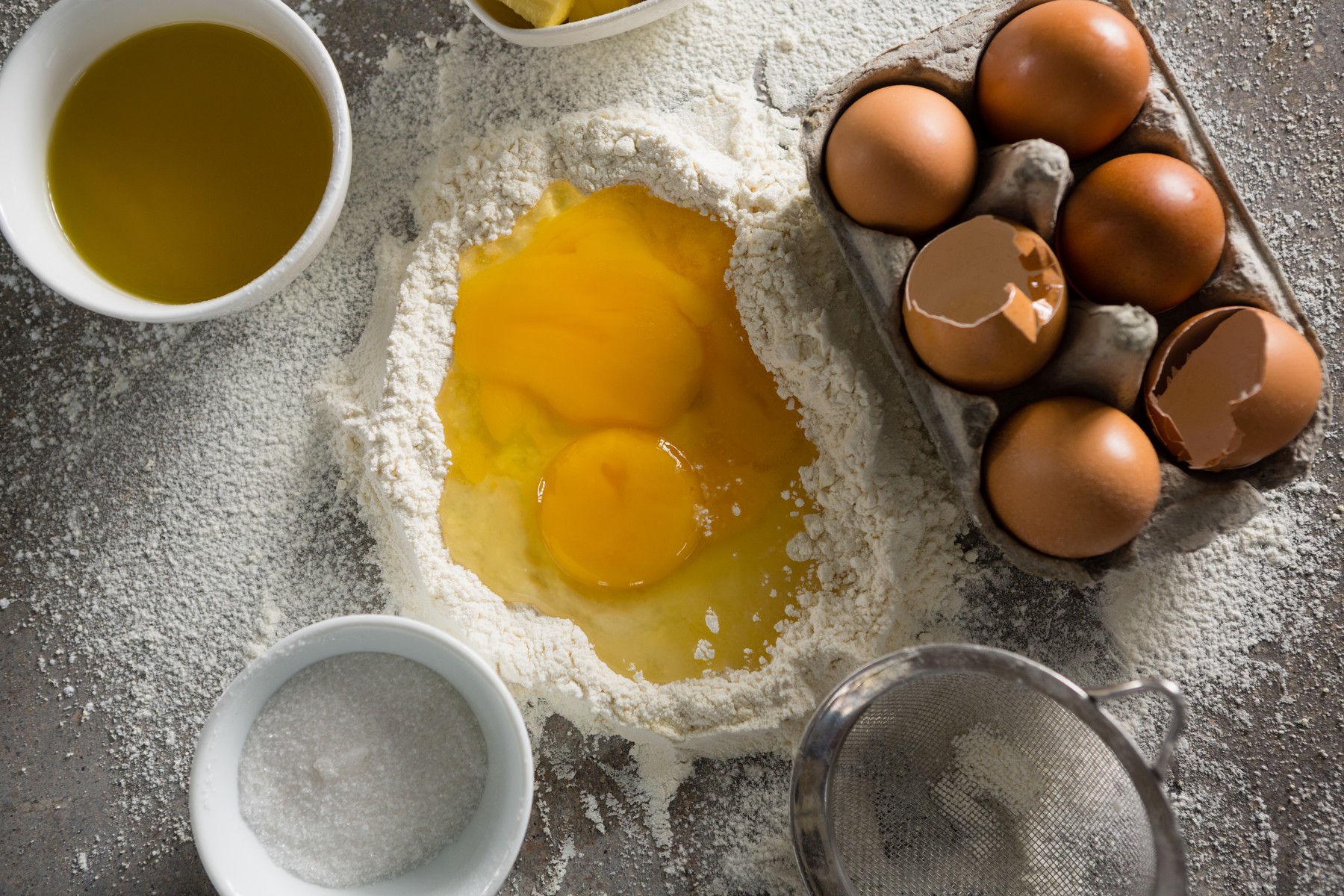 Egg yolk mixed with flour