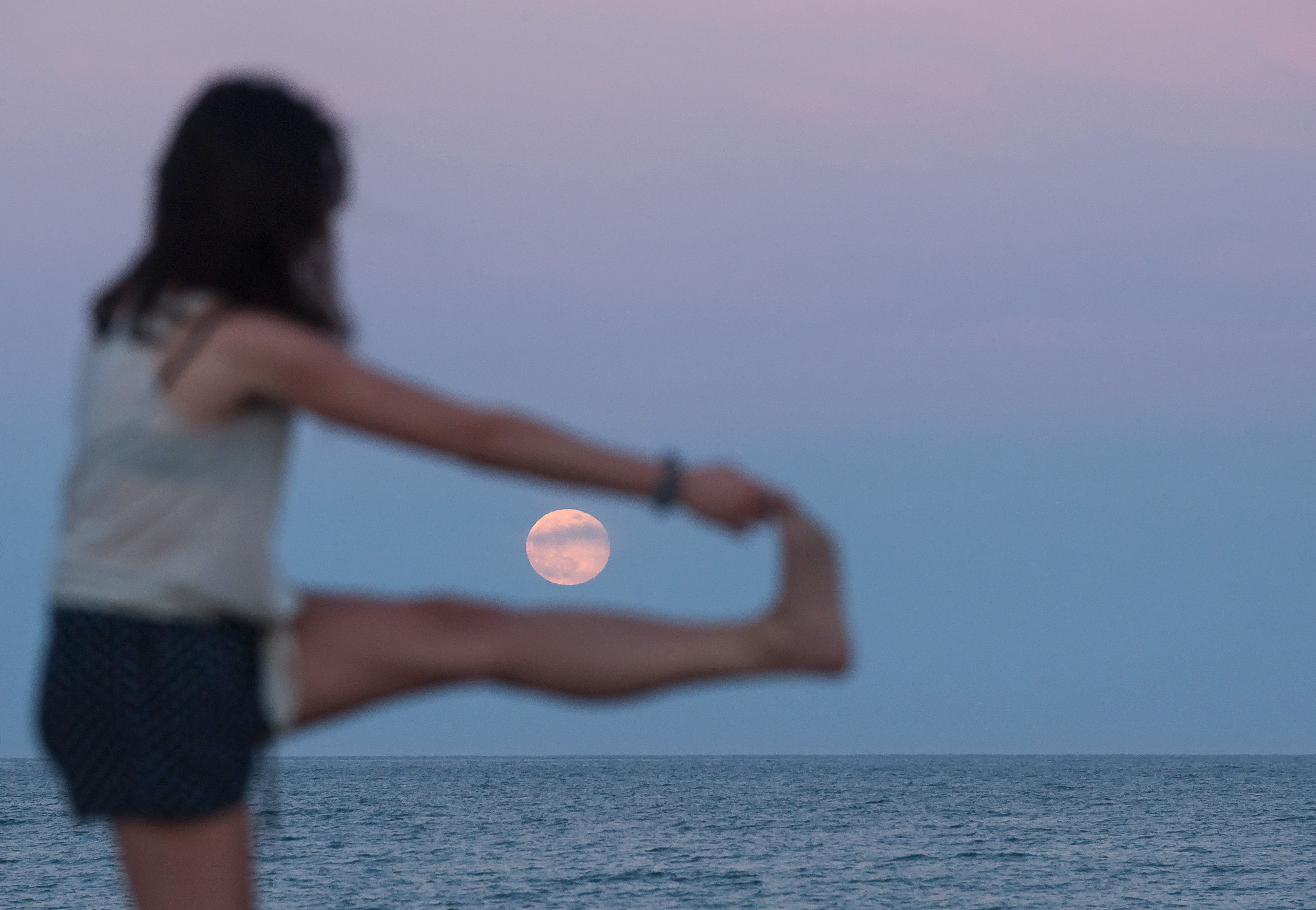 Penumbral lunar eclipse in Malaga, Spain - 05 Jun 2020
