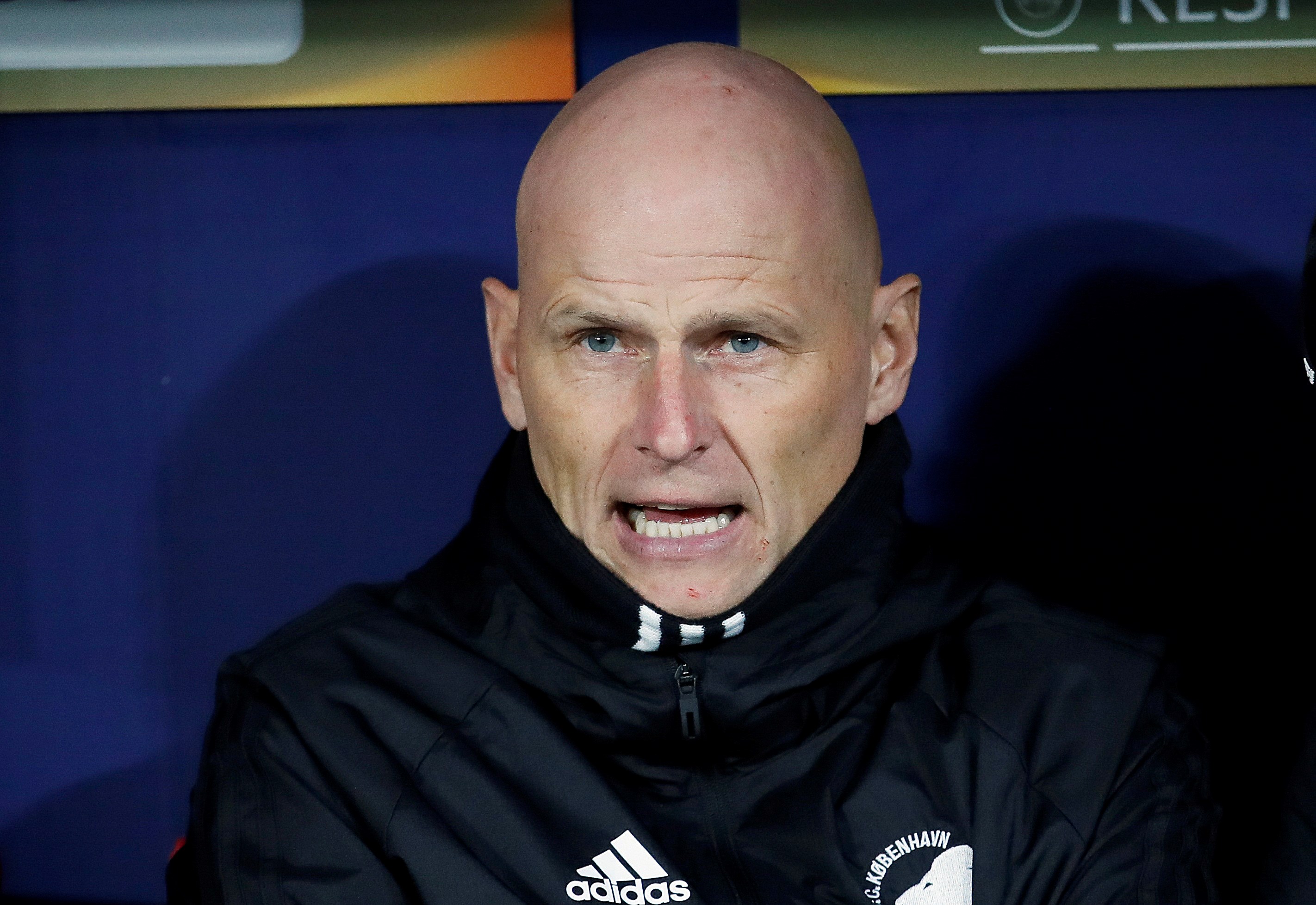 epa06554637 Copenhagen's head coach Stale Solbaken before the UEFA Europa League round of 32, second leg soccer match between Atletico Madrid and FC Copenhagen at Wanda Metropolitano stadium, in Madrid, Spain, 22 February 2018.  EPA-EFE/JUANJO MARTIN