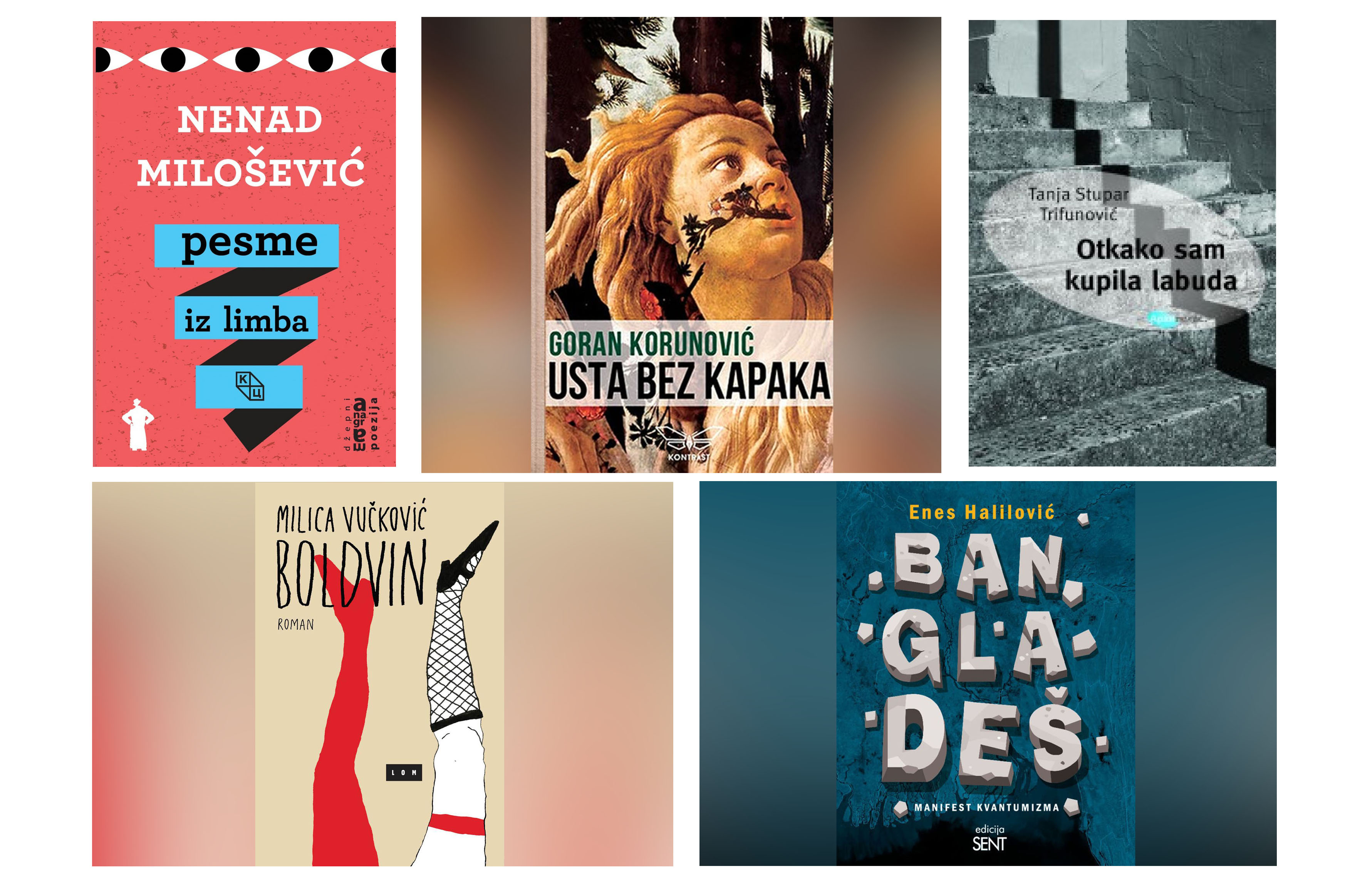 Tanja Stupar Trifunović, Otkako sam kupila labuda,  Nenad Milošević, Pesme iz limba, Goran Korunović, Usta bez kapaka, Milica Vučković, Boldvin, Enes Halilović, Bangladeš: manifest kvantumizma