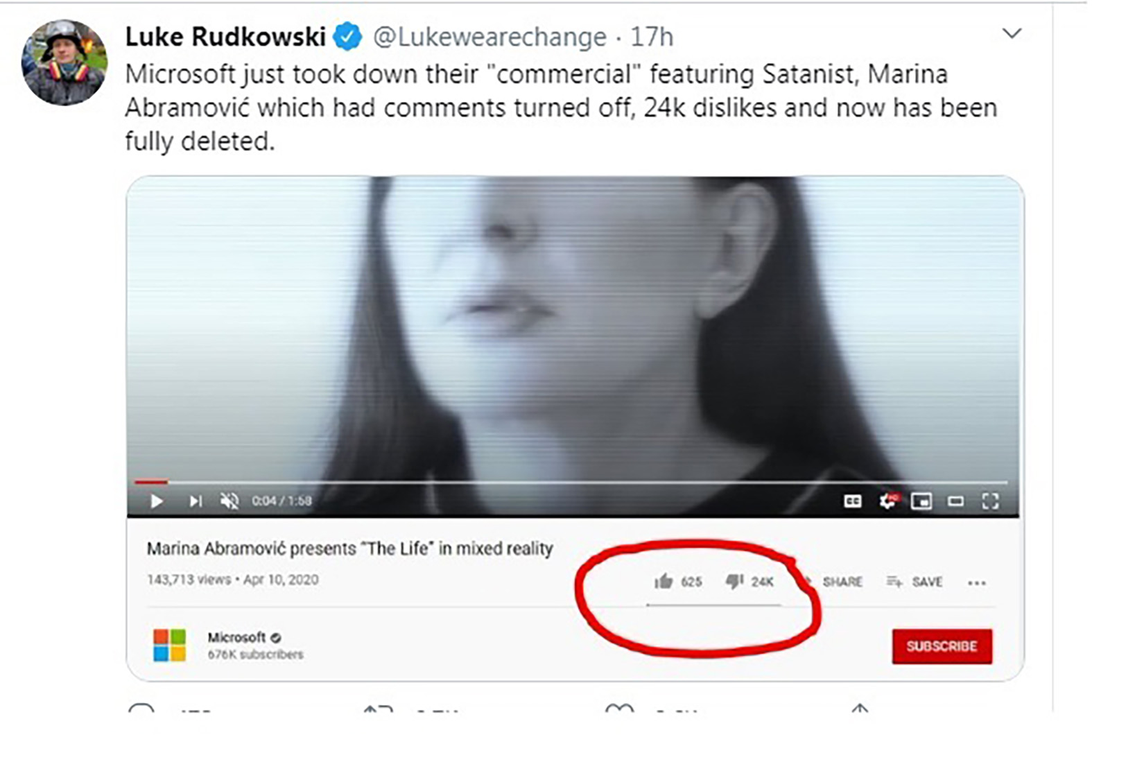 Marina Abramović Foto: Printscreen/Twitter/Luke Rudkowski