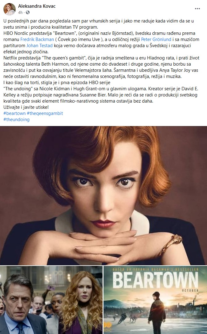 Aleksandra Kovac status sa fejsbuka