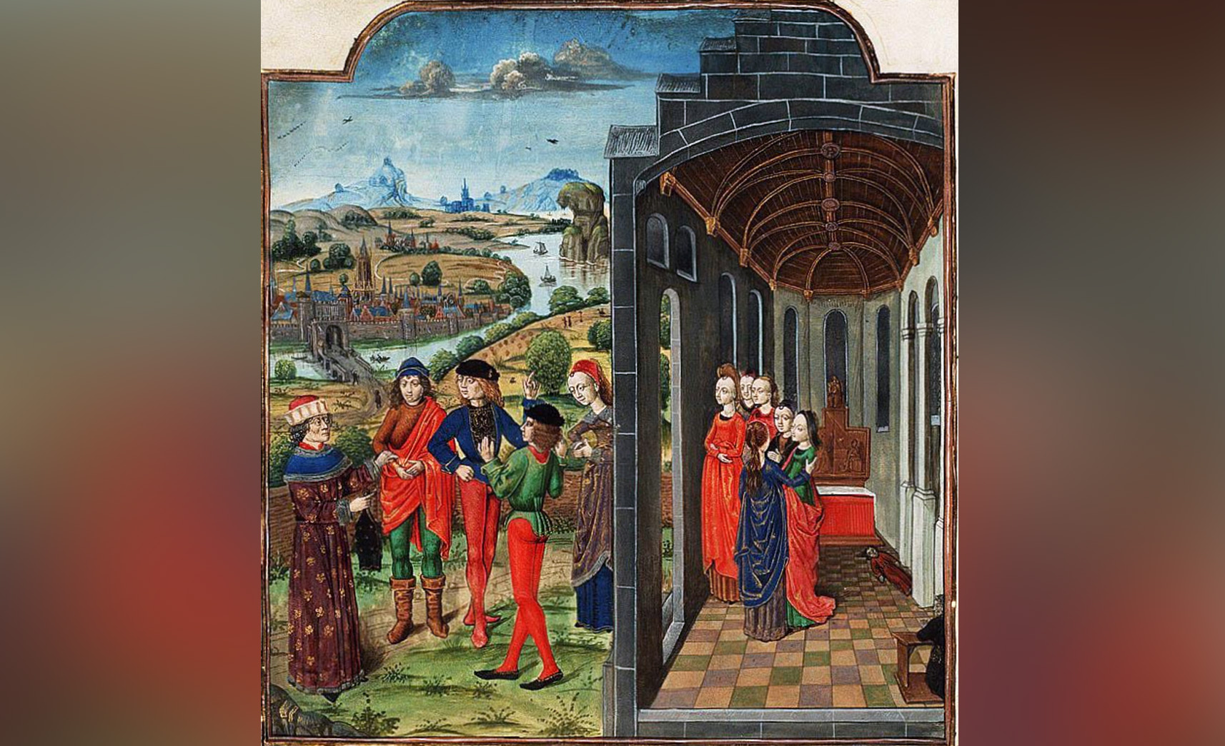 Ilustracija iz francuskog izdanja "Dekamerona": Bokačo i ostali beže od kuge, oko 1485