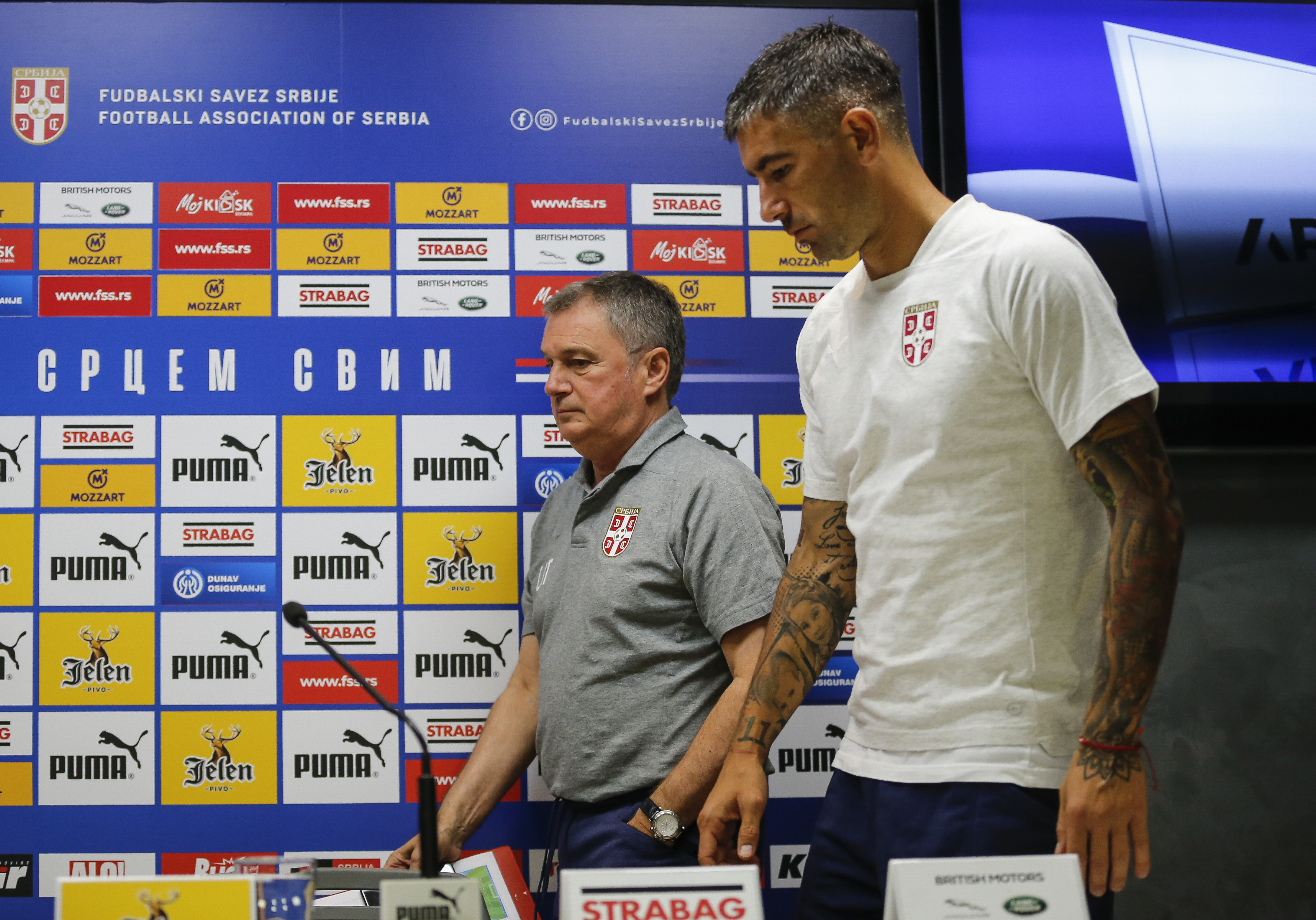Fudbal Soccer Okupljanje reprezentacije Srbija pred mec sa Portugal
head coach Ljubisa Tumbakovic and Aleksandar Kolarov (R)
Stara Pazova, 02.09.2019.
foto: Srdjan Stevanovic/Starsportphoto ©