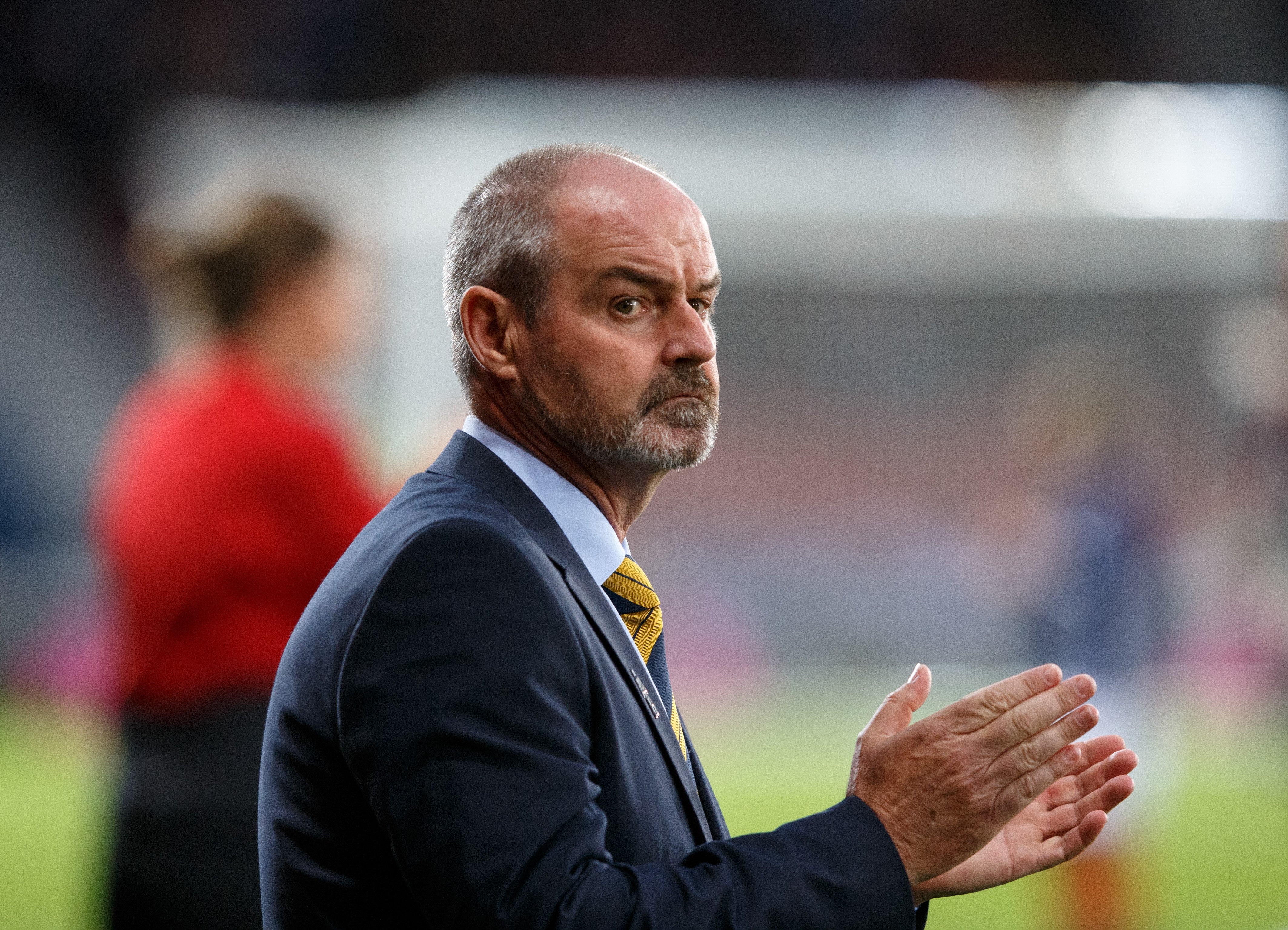 epa07831059 Scotland's head coach Steve Clarke during the UEFA Euro 2020 Group I qualifying soccer match between Scotland and Belgium at Hampden Park in Glasgow, Britain, 09 September 2019.  EPA-EFE/ROBERT PERRY