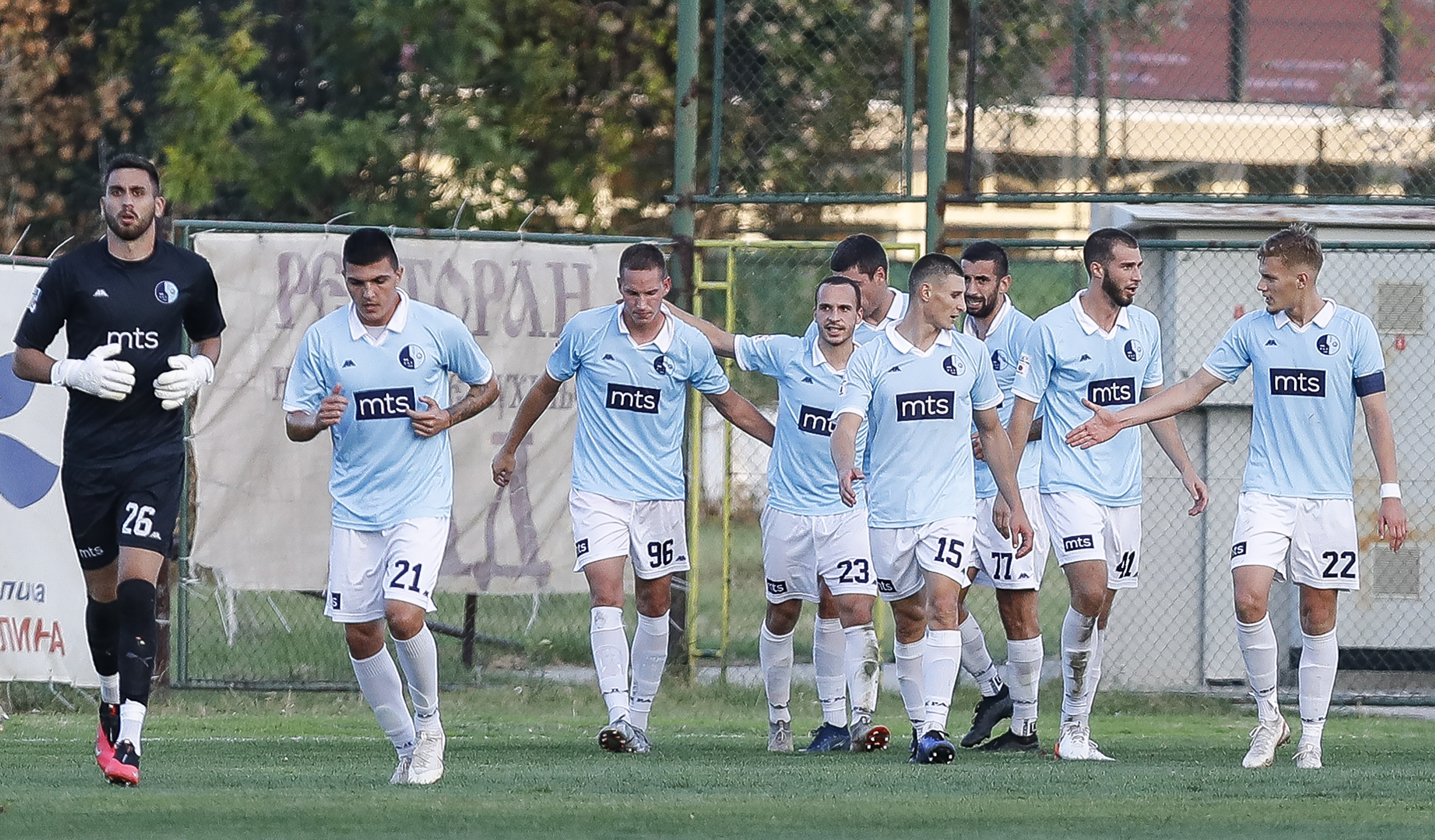 Fudbal Super League Season 2020-2021
Rad v Indjija
from left Ljubomir Kovacevic Pavle Radunovic Milan Lazarevic Bojan Ciger Milan Djuric Lazar Stojsavljevic Aleksandar Busnic celebrate
Beograd, 04.10.2020.
foto: Srdjan Stevanovic/Starsportphoto ©