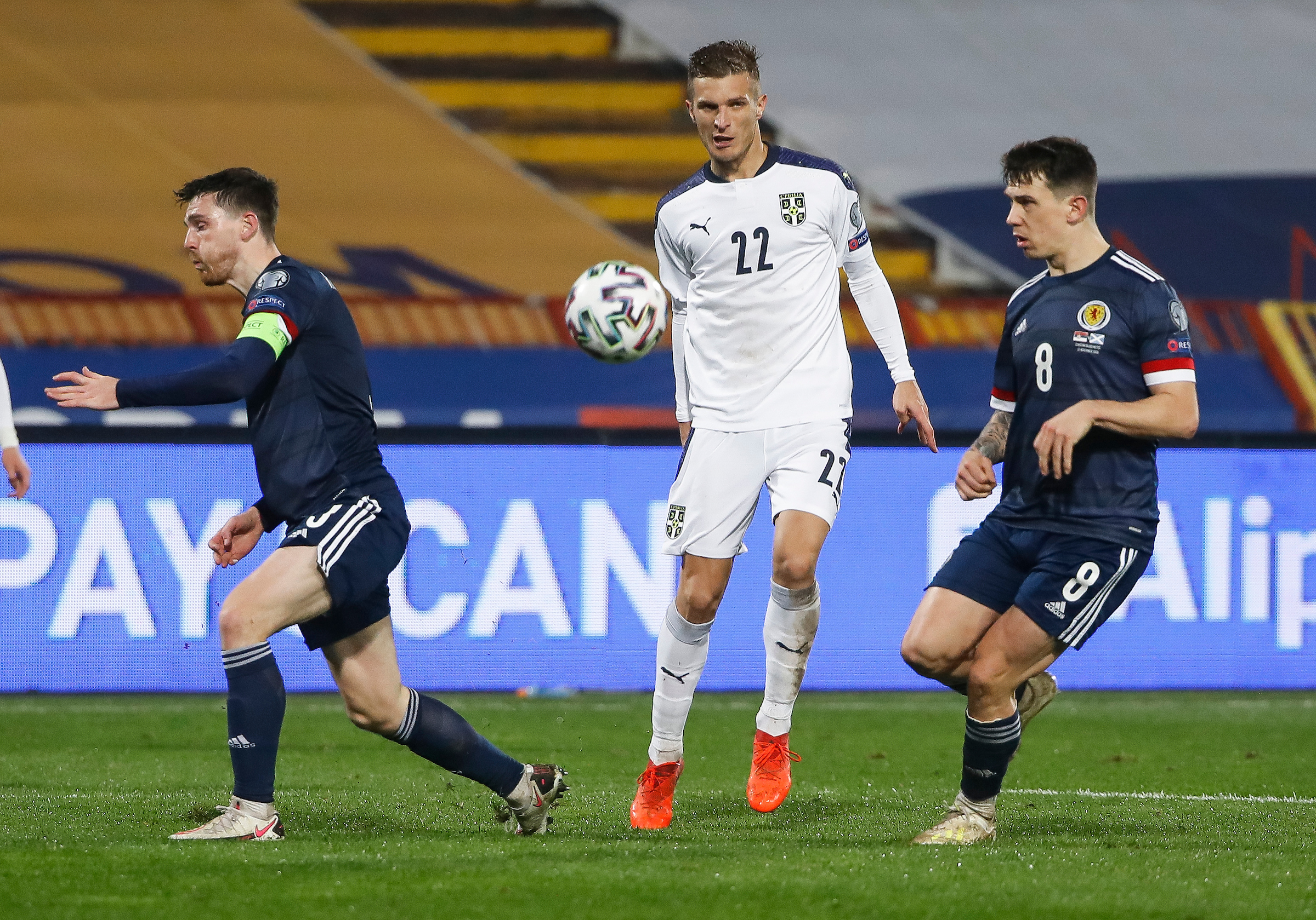 Fudbal Soccer UEFA EURO 2020 Qualifiers- Playoff-Srbija v Scotland
Darko Lazovic (C) Andy Robertson (L) and Ryan Jack
Beograd, 12.11.2020.
foto: Srdjan Stevanovic/Starsportphoto ©