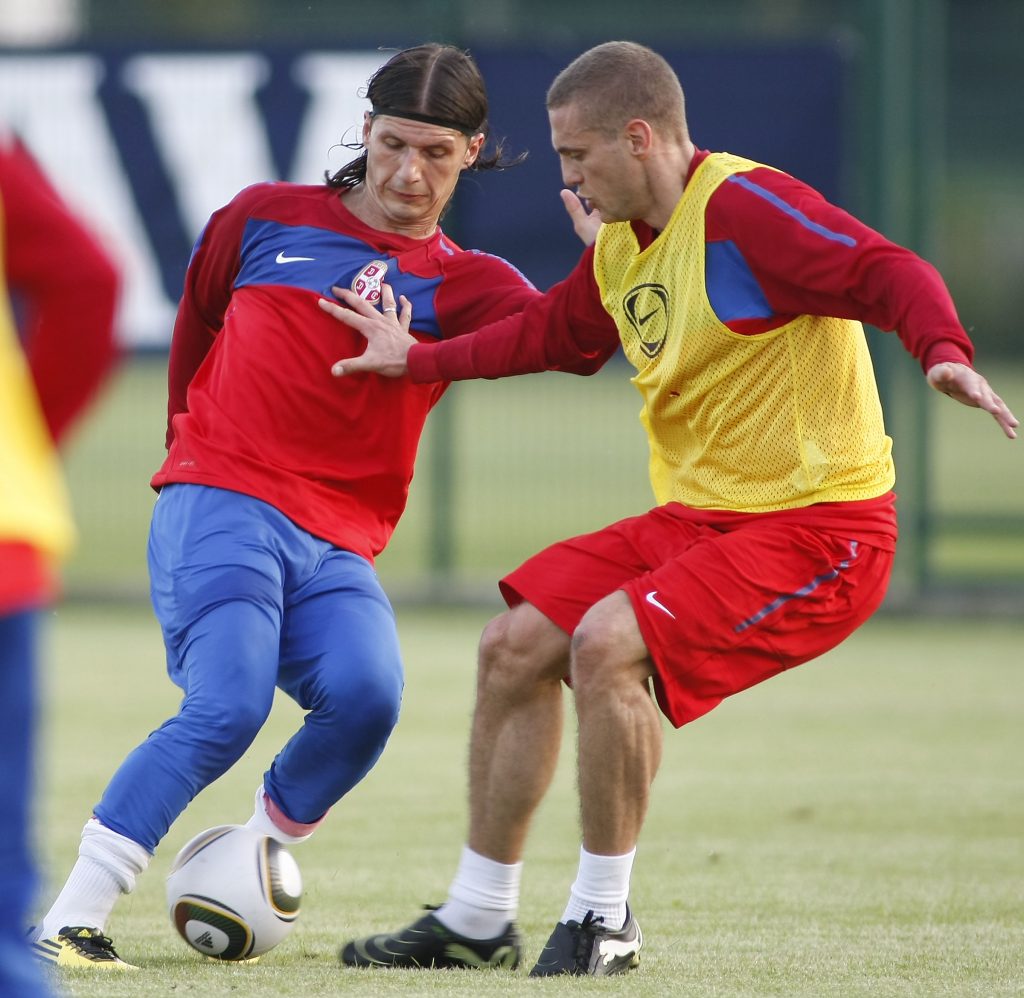 Fudbal, .Reprezentacija Srbije, pripreme za World Cup 2010.marko Pantelic, left and Nemanja Vidic.Belgrade, 24.05.2010..foto: Srdjan Stevanovic/Starsportphoto ©