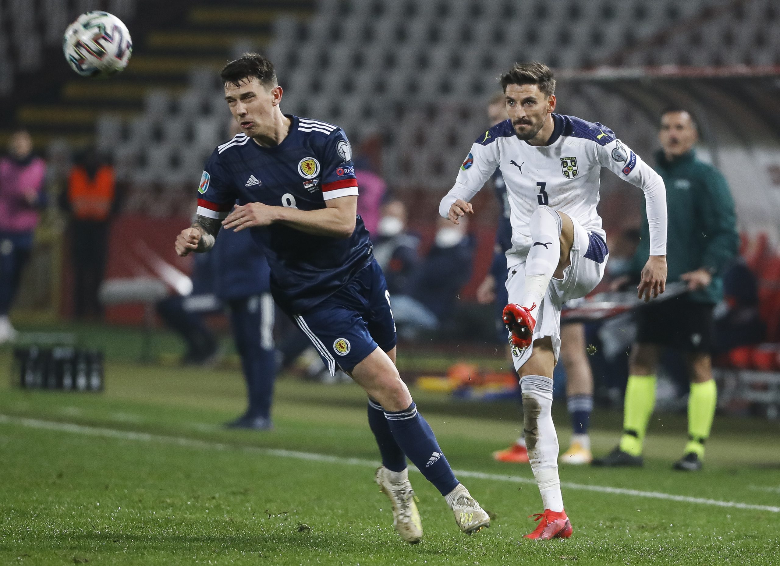 Fudbal Soccer UEFA EURO 2020 Qualifiers- Playoff-Srbija v Scotland
Filip Mladenovic  (R) and Ryan Jack
Beograd, 12.11..2019.
foto: Srdjan Stevanovic/Starsportphoto ©