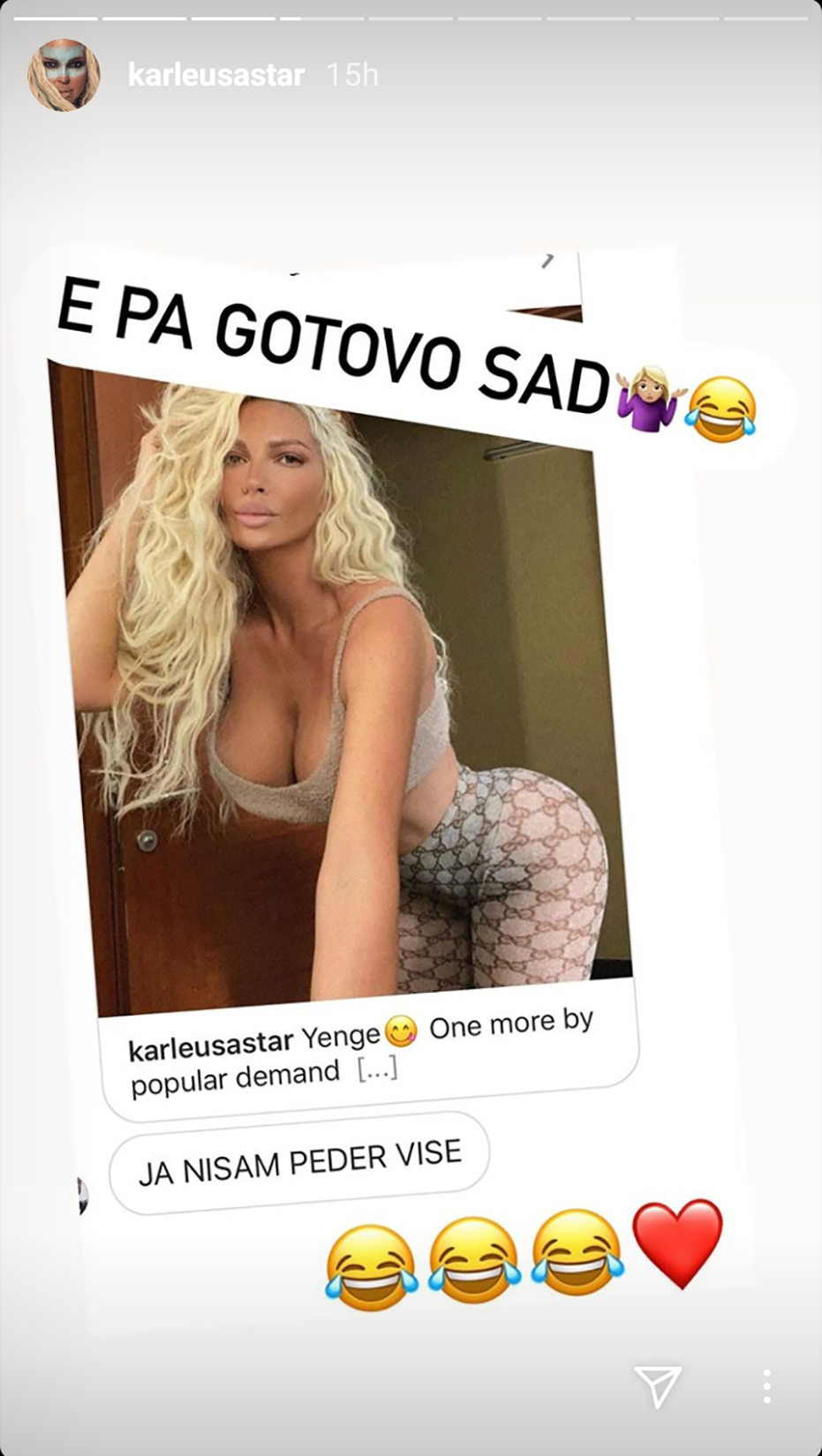 Jelena Karleuša, stori, story, instagram story Foto: Instagram/karleusastar
