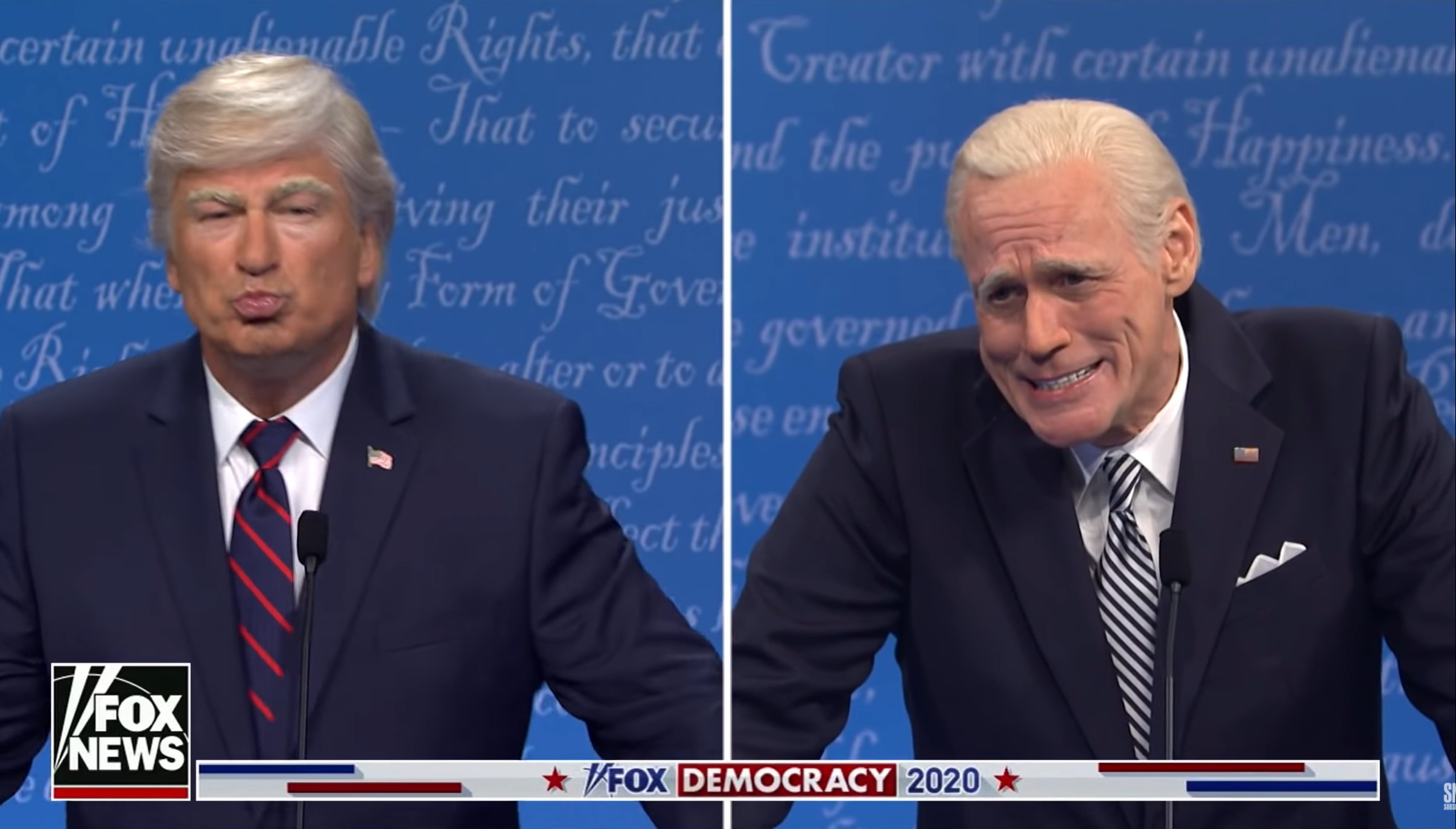 Alek Boldvin, Džim Keri kao Tramp i Bajden u debati