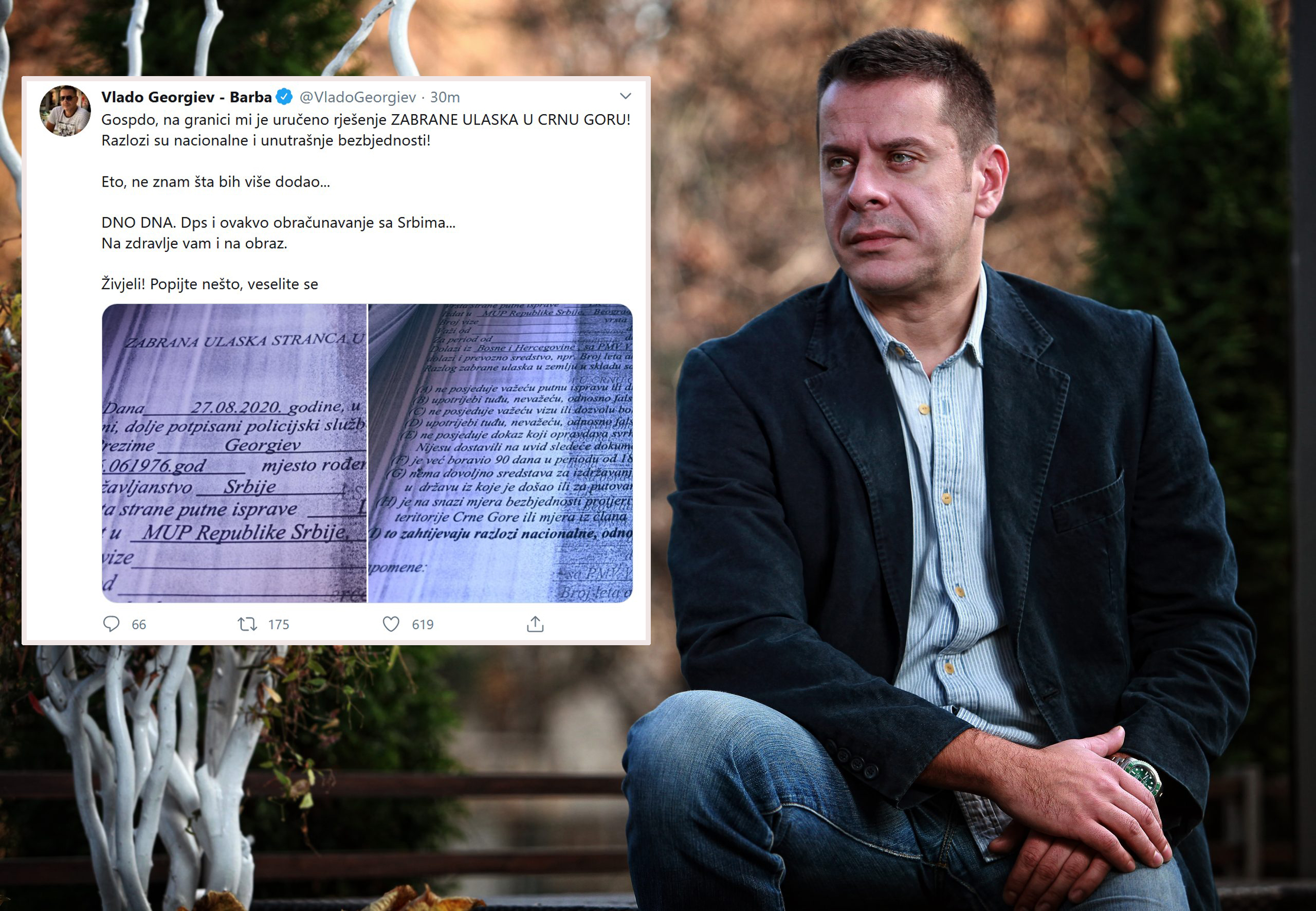 Vlado Georgiev, pevač, zabranjen ulazak u Crnu Goru, zabrana ulaska Foto: Arhiva/Twitter/Vlado Georgiev - Barba/@VladoGeorgiev