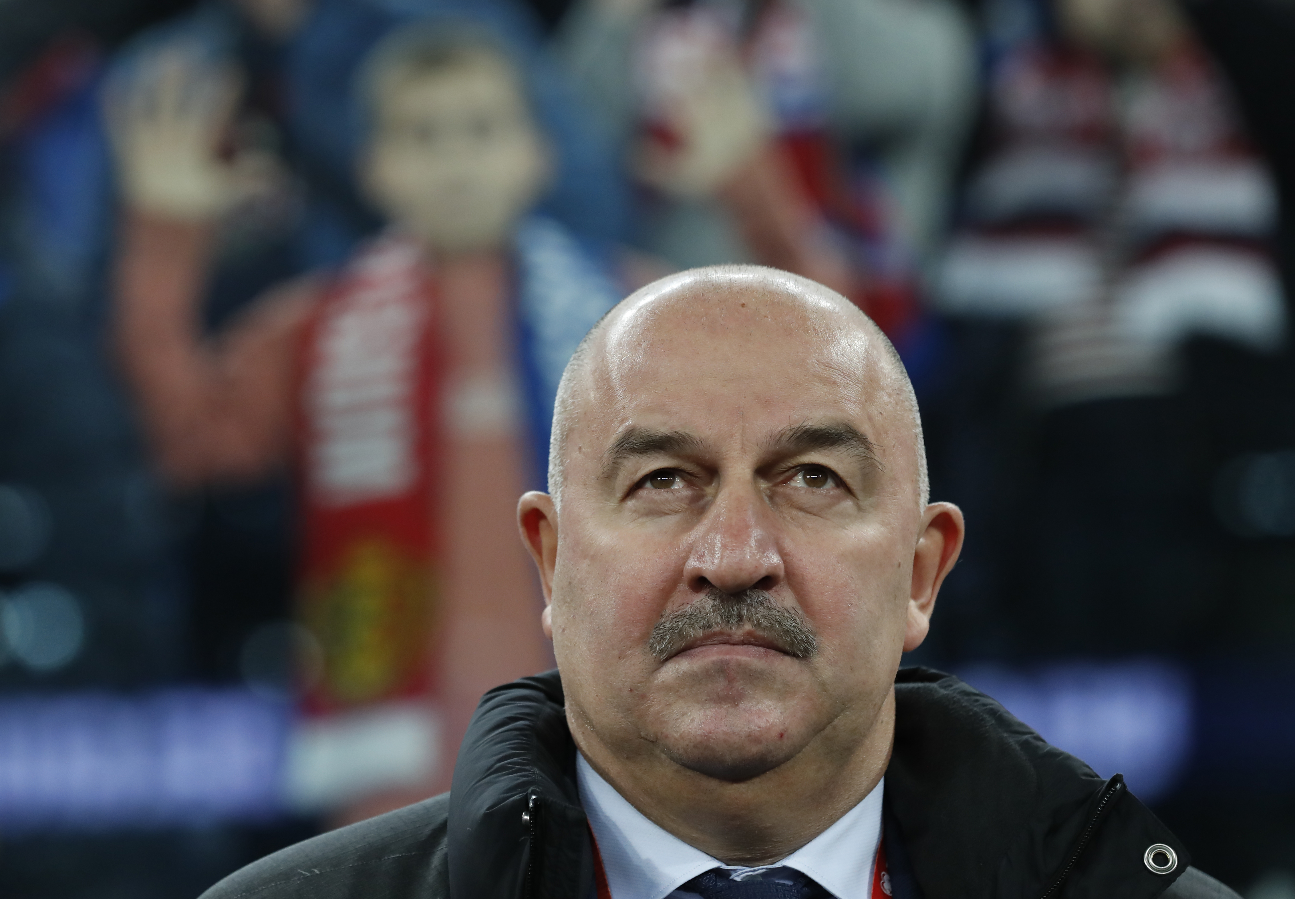 epa08002147 Russian head coach Stanislav Cherchesov before the UEFA Euro 2020 Group I qualifying soccer match between Russia and Belgium at the Gazprom Arena in St. Petersburg, Russia, 16 November 2019.  EPA-EFE/ANATOLY MALTSEV