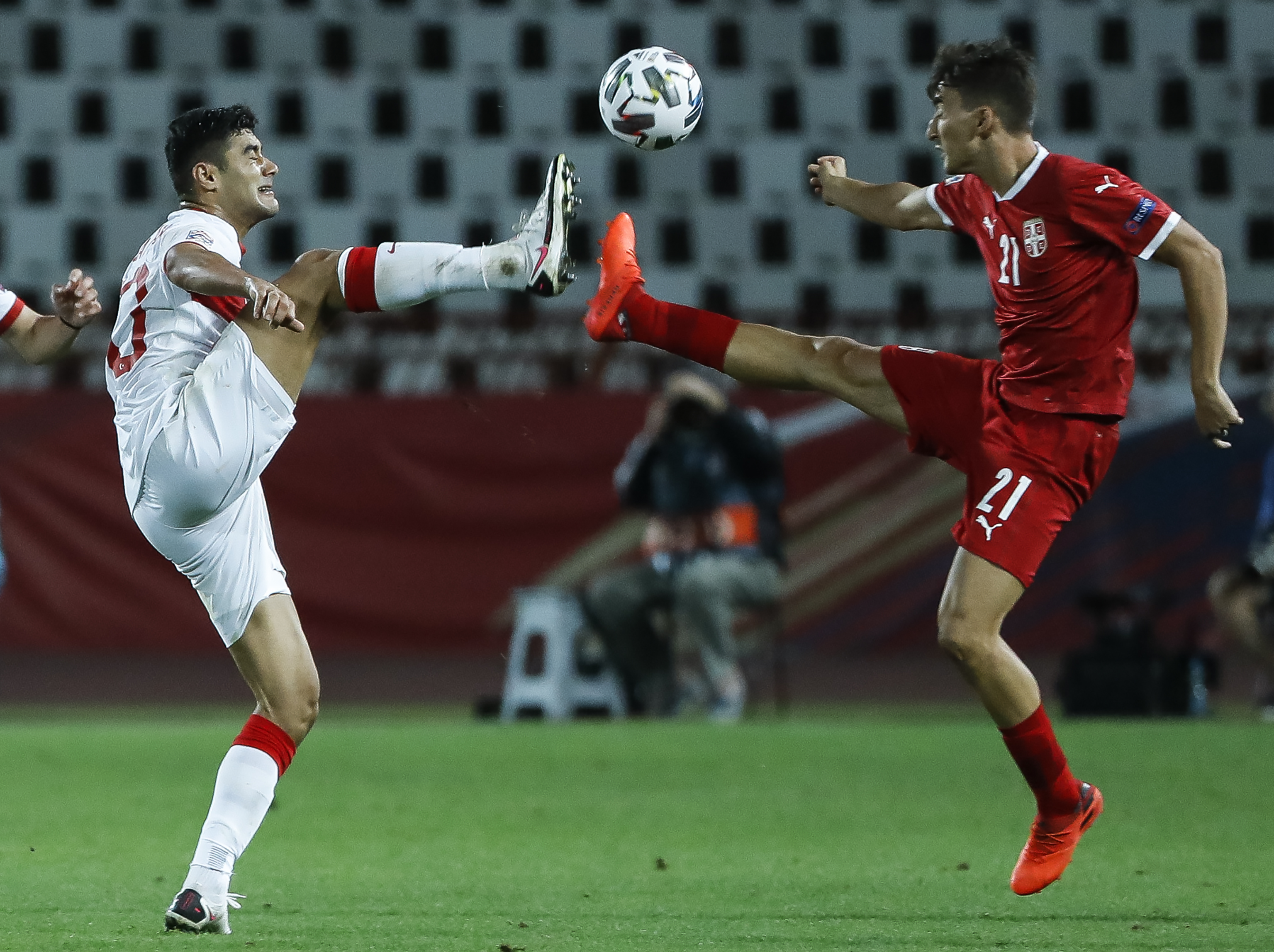 Fudbal Fudbalski Savez Srbije-UEFA Nations League-Group stage - League B - Group 3-Srbija v Turska
Ozan Kabak (L) and Filip Djuricic
Beograd, 06.09.2020.
foto: Srdjan Stevanovic/Starsportphoto ©