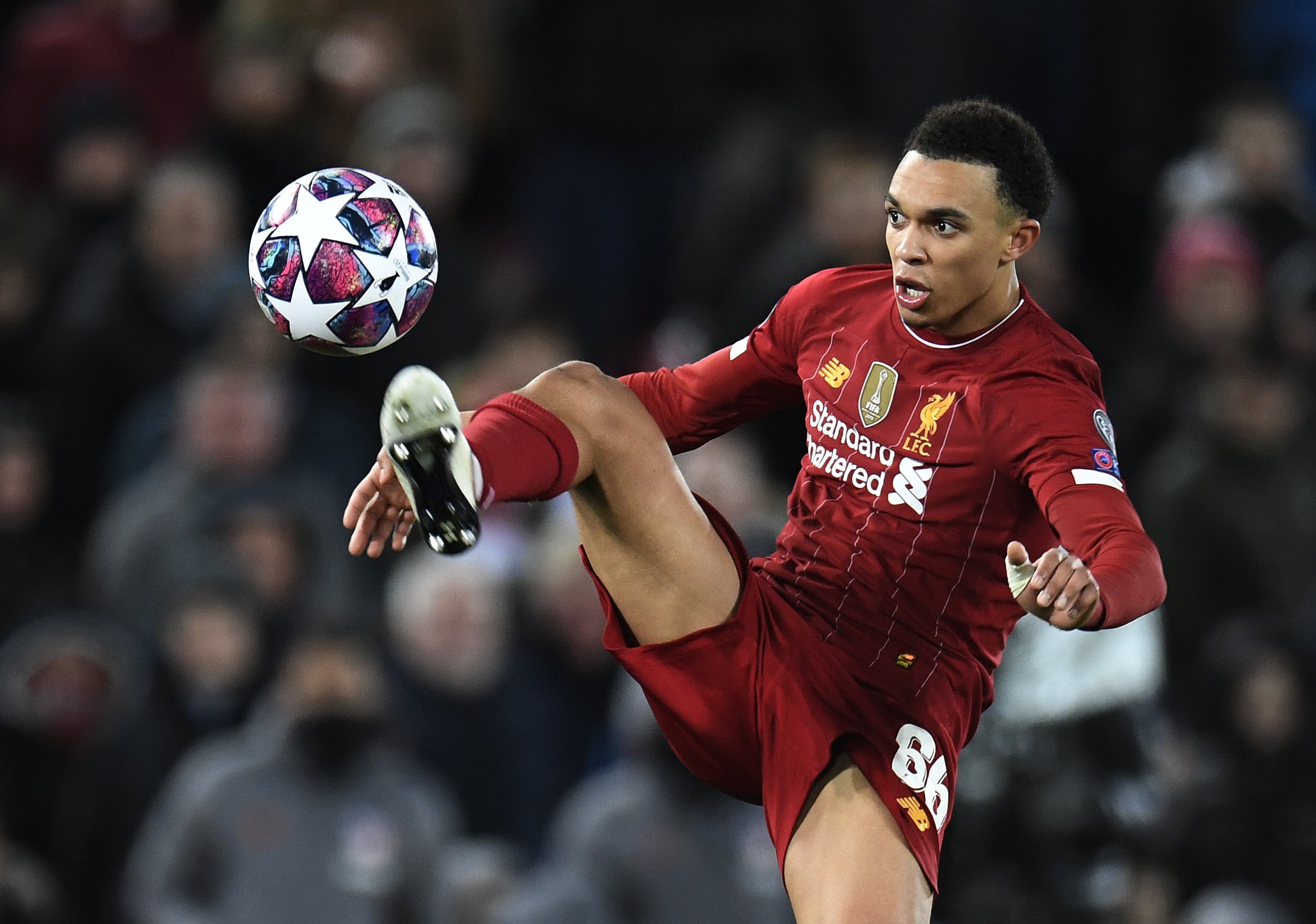 epa08288968 Trent Alexander-Arnold of Liverpool during the UEFA Champions League Round of 16, second leg match between Liverpool FC and Atletico Madrid in Liverpool, Britain, 11 March 2020.  EPA-EFE/PETER POWELL