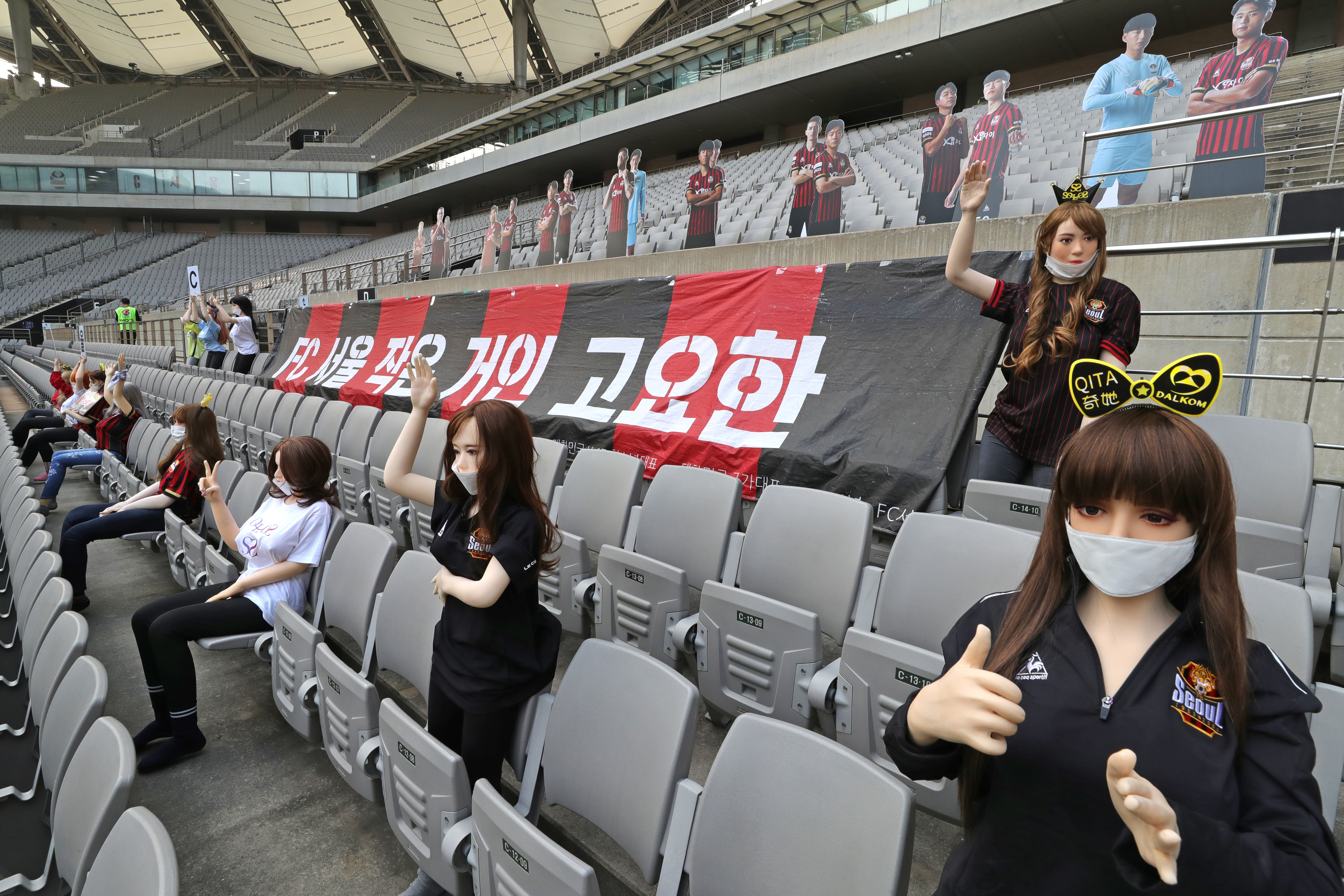 South Korean soccer club apologises for using sex dolls as cheering mannequins in empty stadium