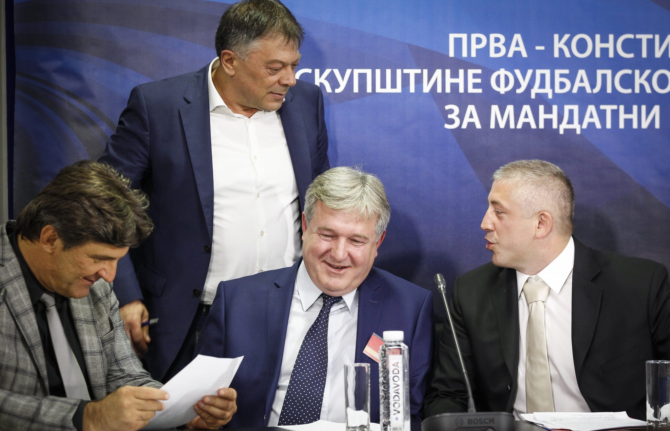 Fudbalski Savez Srbije
Izborna Skupstina za novog predsednika Fudbalskog Saveza Srbije
from left Dragan Simovic Branko Stojakovic Novica Toncev and Slavisa Kokeza Predsednik FSS-a
Beograd, 20.05.2016.
foto: Srdjan Stevanovic/Starsportphoto ©