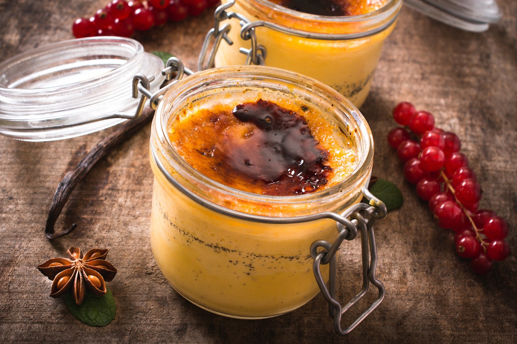 French traditional dessert called cream brulee,selective focus