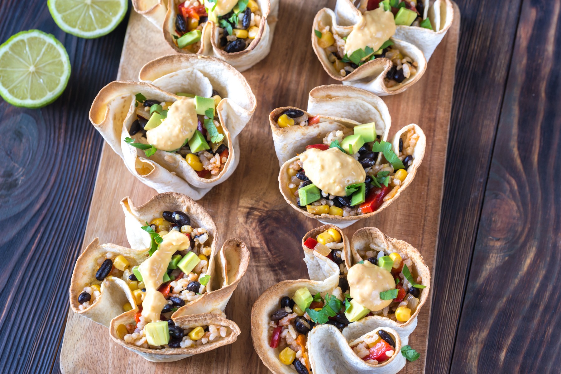 Tortilla burrito bowls stuffed with rice and vegetables,Image: 528663066, License: Royalty-free, Restrictions: , Model Release: no, Credit line: Oleksandr Prokopenko / Panthermedia / Profimedia