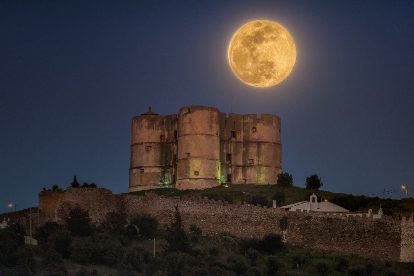 Supermoon over Tower of Evoramonte