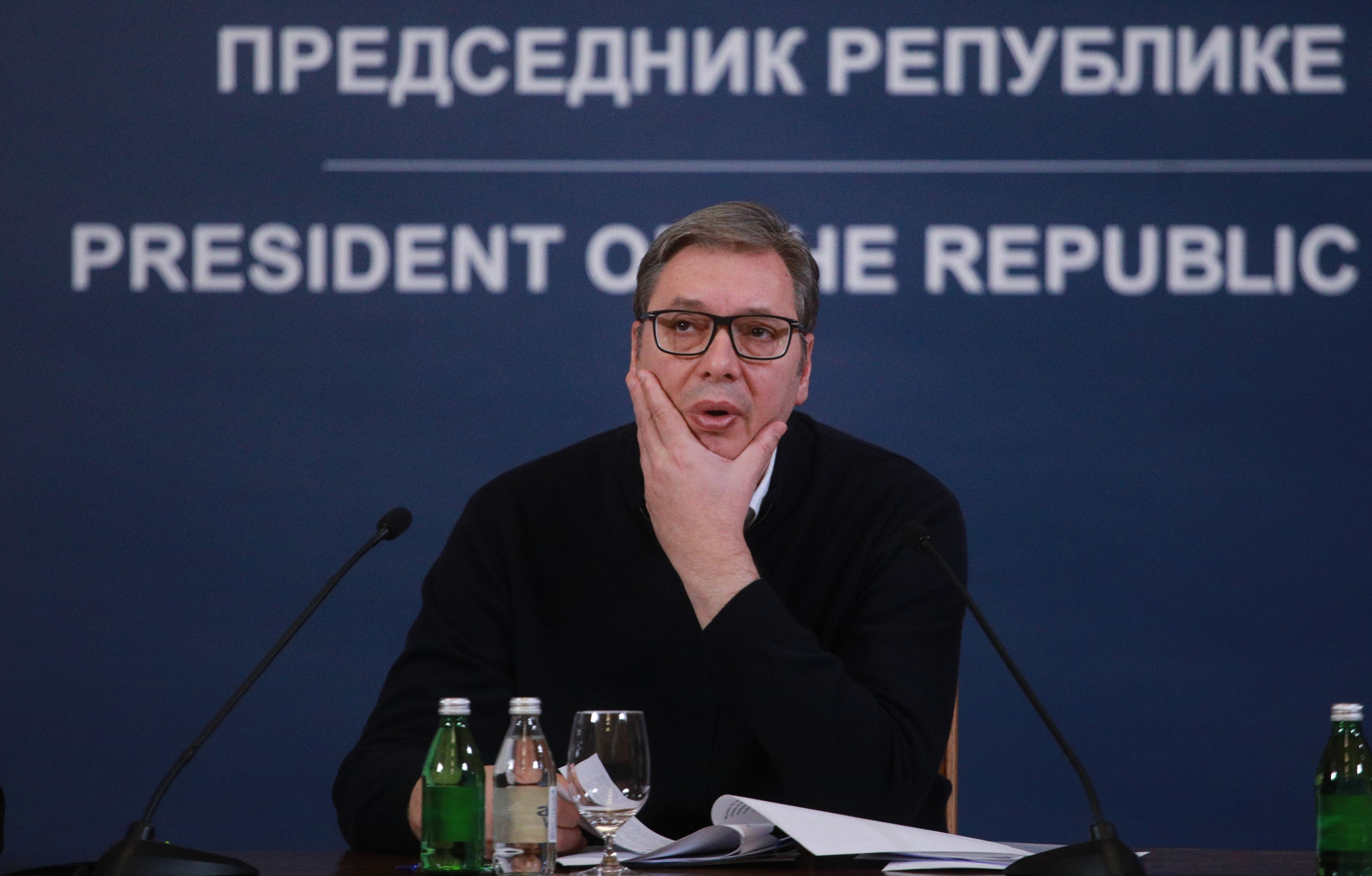 The President of the Republic of Serbia Aleksandar Vucic addressed the public about the energy situation in Serbia in the building of the General Secretariat of the President of the Republic.