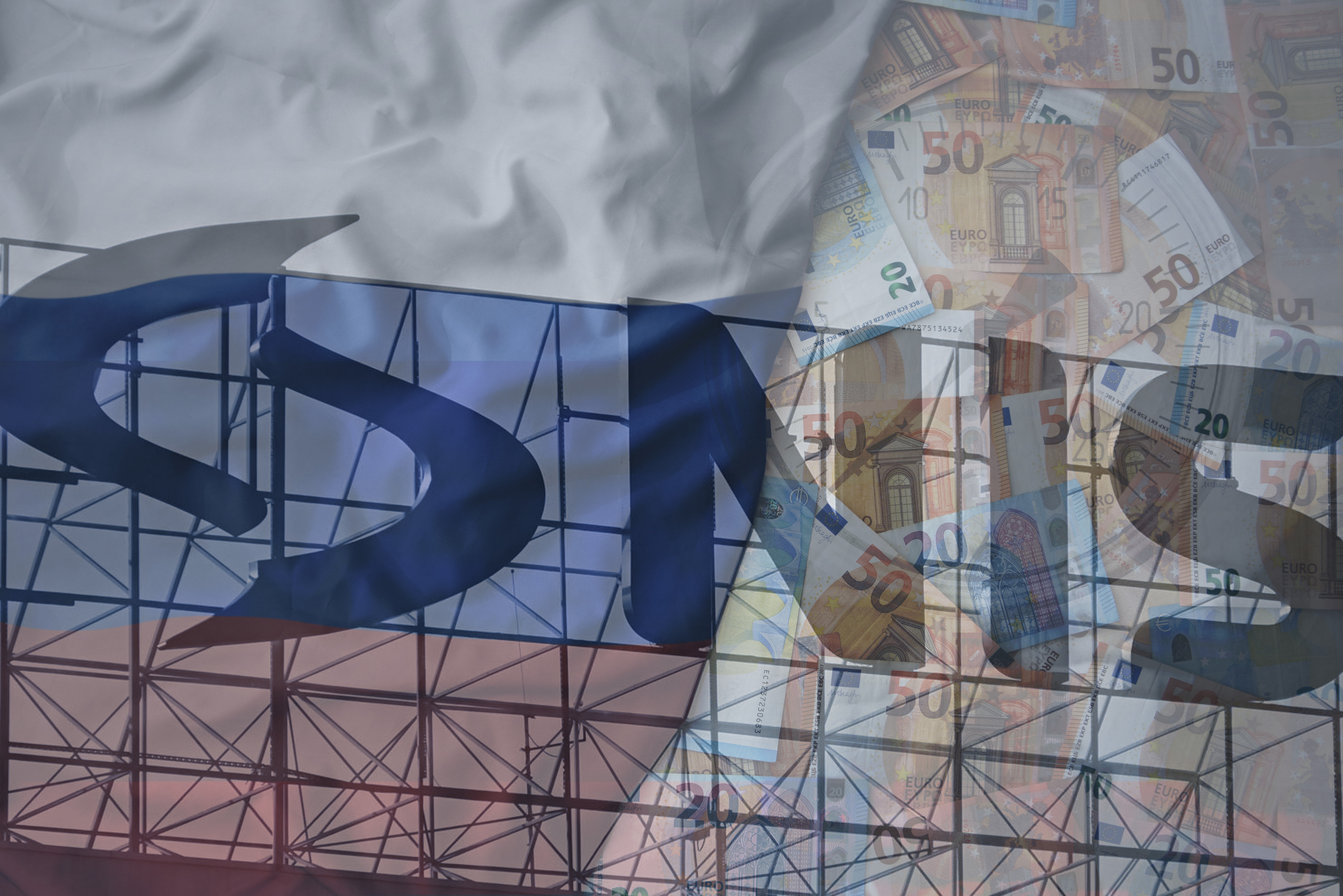 Big,Colorful,Waving,National,Flag,Of,Russia,On,A,Euro