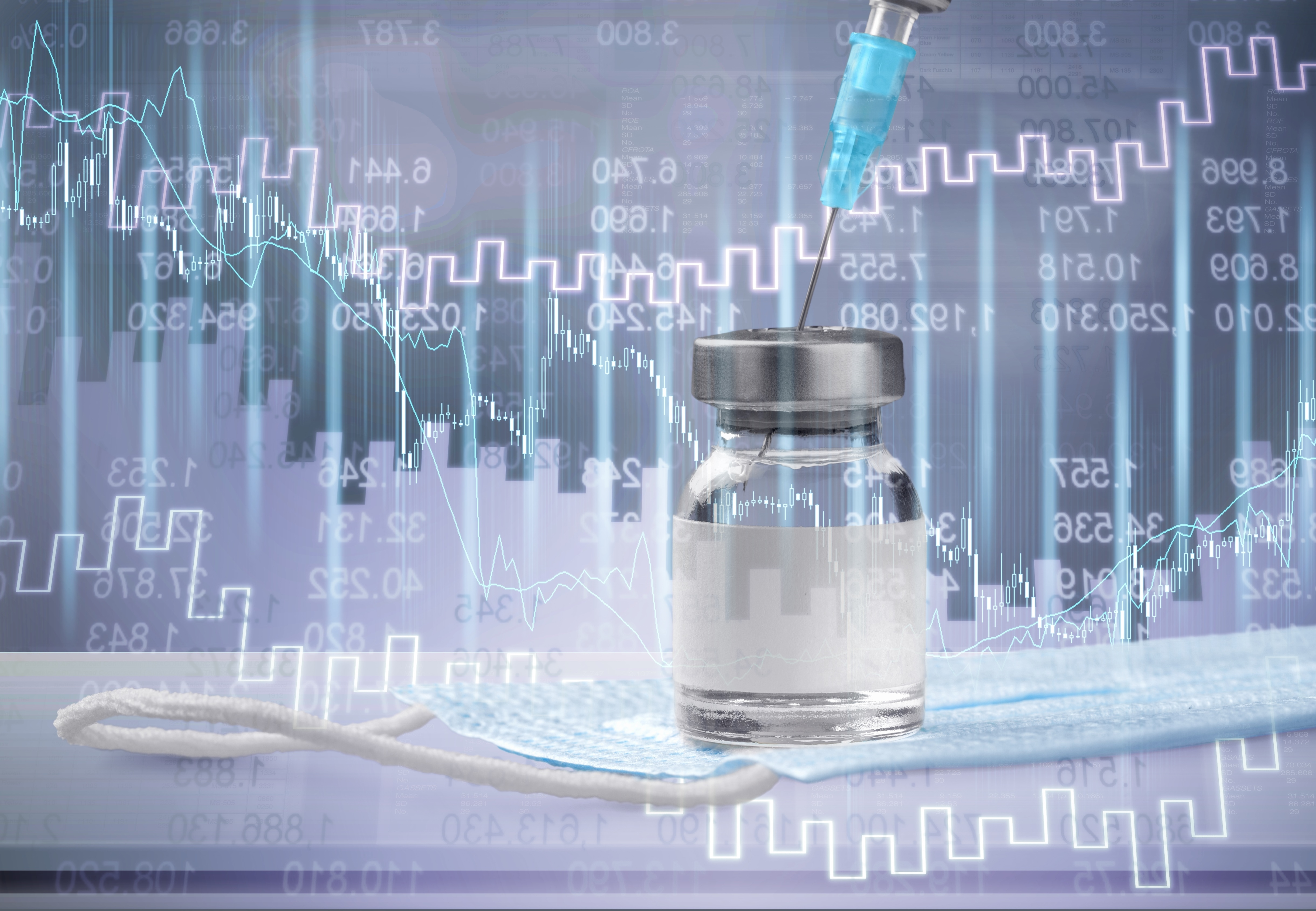 A,Graph,Stock,And,Coronavirus,Vaccine.stock,Market,Growth,Concept