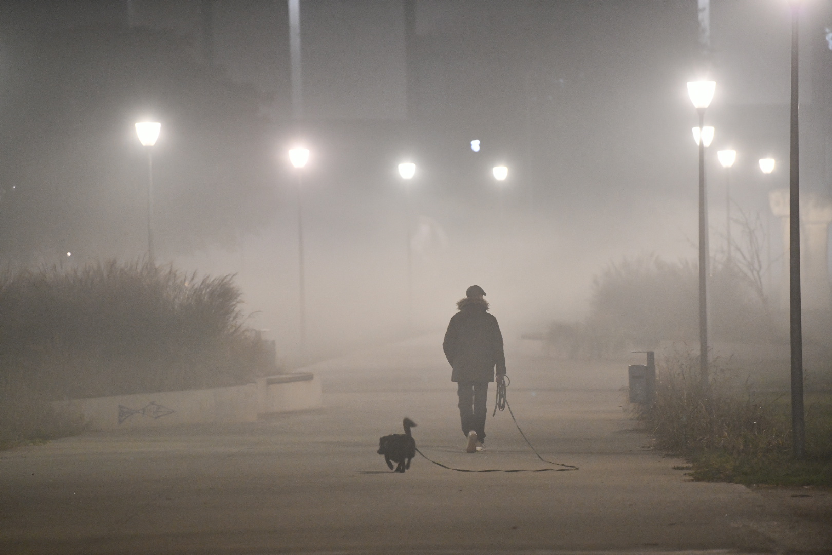 Beograd 18.11.2024. Zagađenje, zagadjenje, zagađen vazduh, smog, magla, veče, uveče, noć, mrak, zima, šetnja, ilustracija, pokrivalica, fičer Foto: Vesna Lalić/Nova.rs