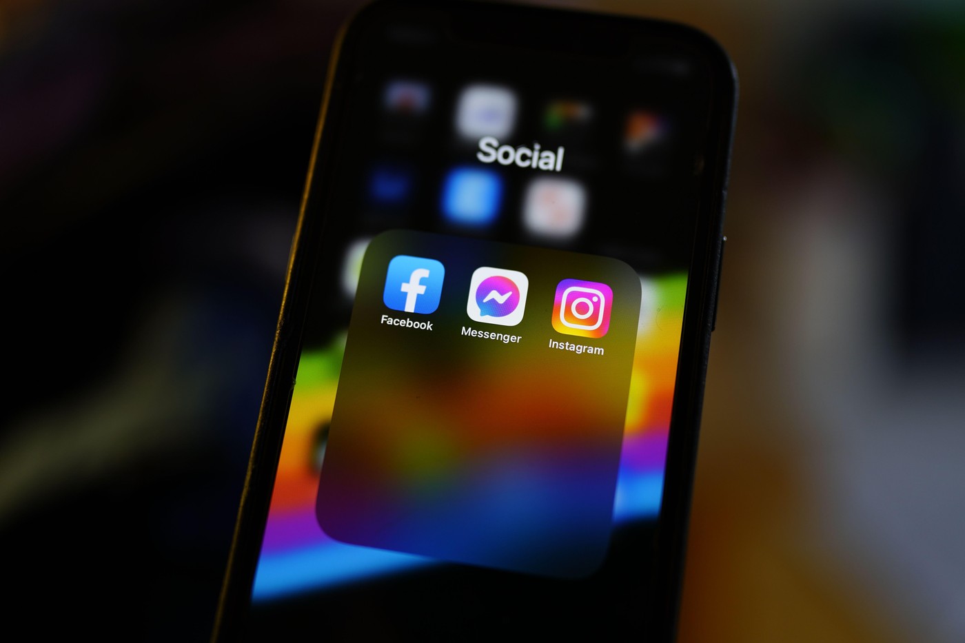 Social media icons on a smartphone