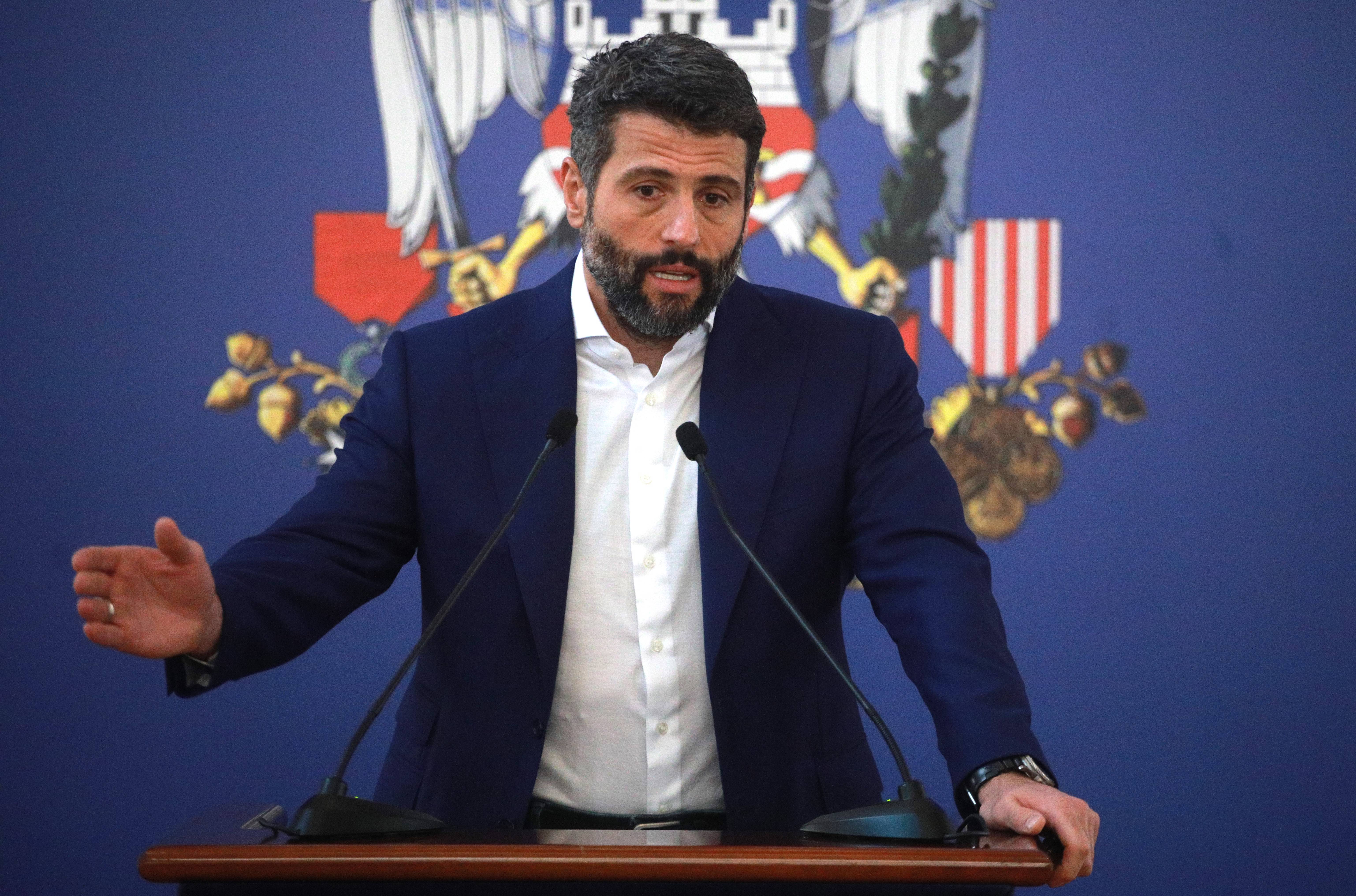 Beograd, 28.10.2025. - Gradonacelnik Beograda Aleksandar Sapic odrzao je konferencija za novinare o realizaciji najvaznijih gradskih projekata, danas u Starom dvoru. (BETAPHOTO/MILOS MISKOV)