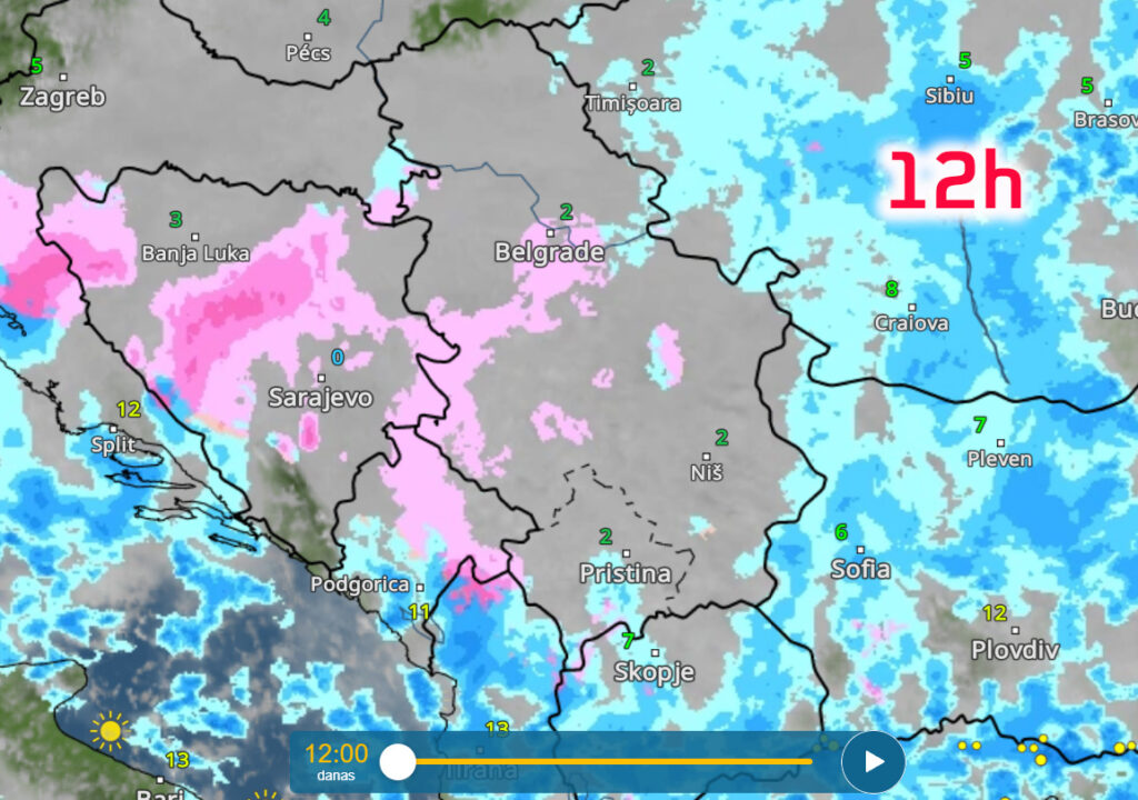 Vremenska prognoza 27.11.2025. u 12h