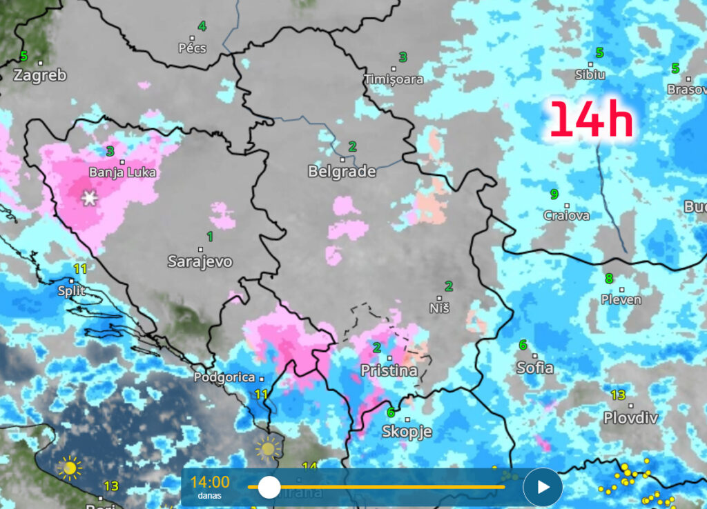 Vremenska prognoza 27.11.2025. u 14h
