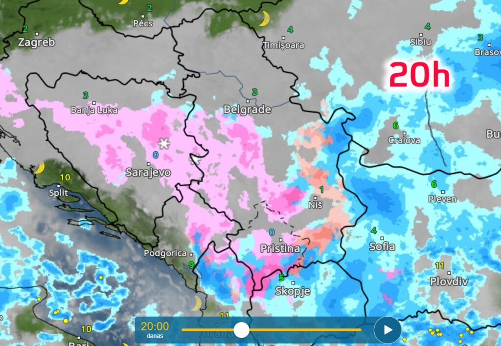 Vremenska prognoza 27.11.2025. u 20h