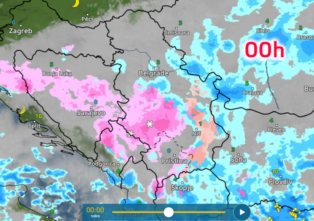 Vremenska prognoza 28.11.2025. u 00h