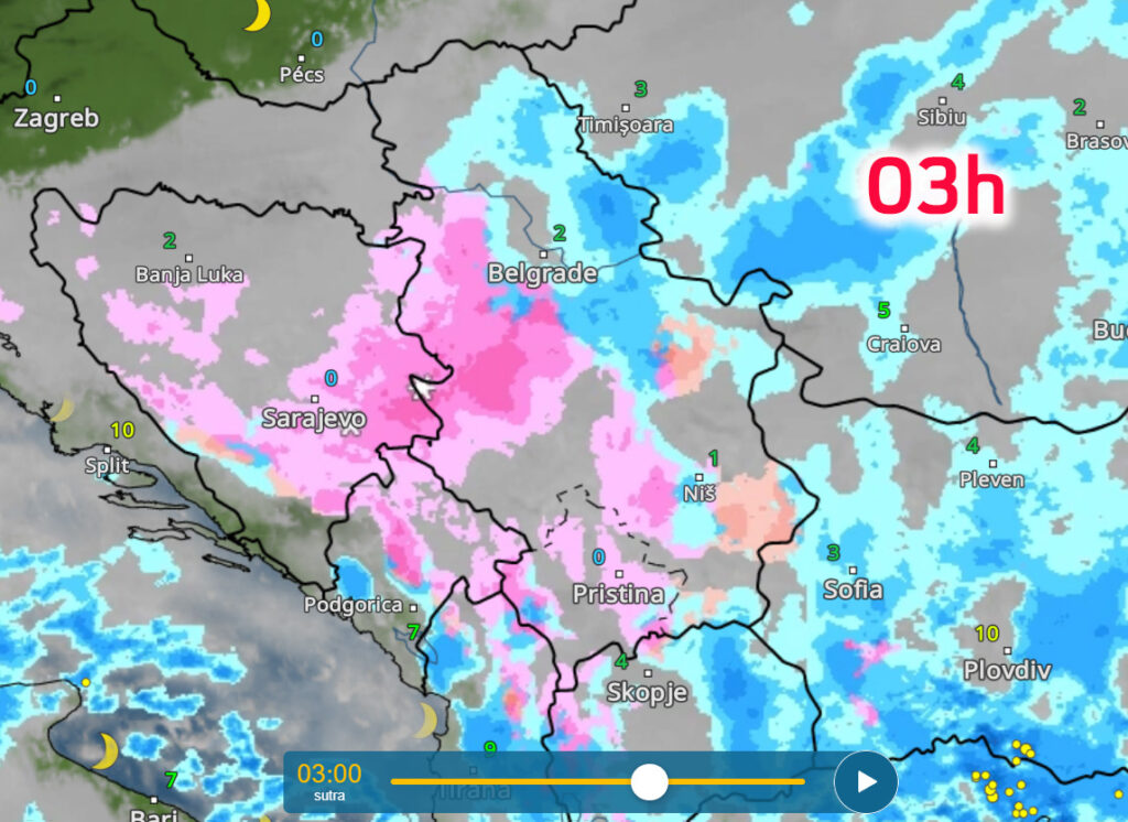 Vremenska prognoza 28.11.2025. u 03h