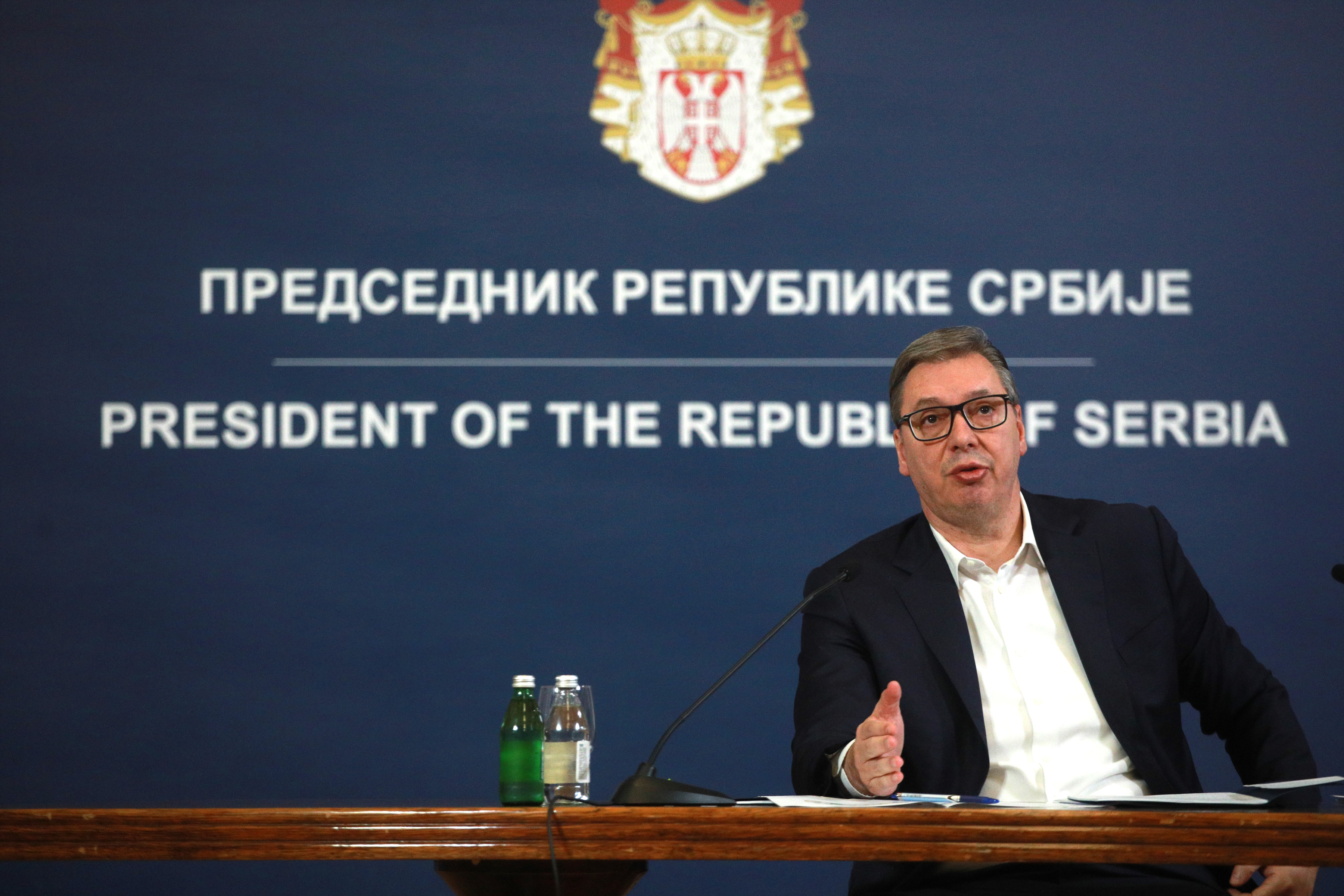 The President of the Republic of Serbia Aleksandar Vucic addressed the nation from the building of the General Secretariat of the President of the Republic.