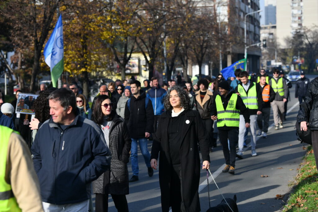 beograd 09.12.2025  protest povodom godišnjice blokade poljoprivredni fakultet studenti šetnja blokada skup setnja