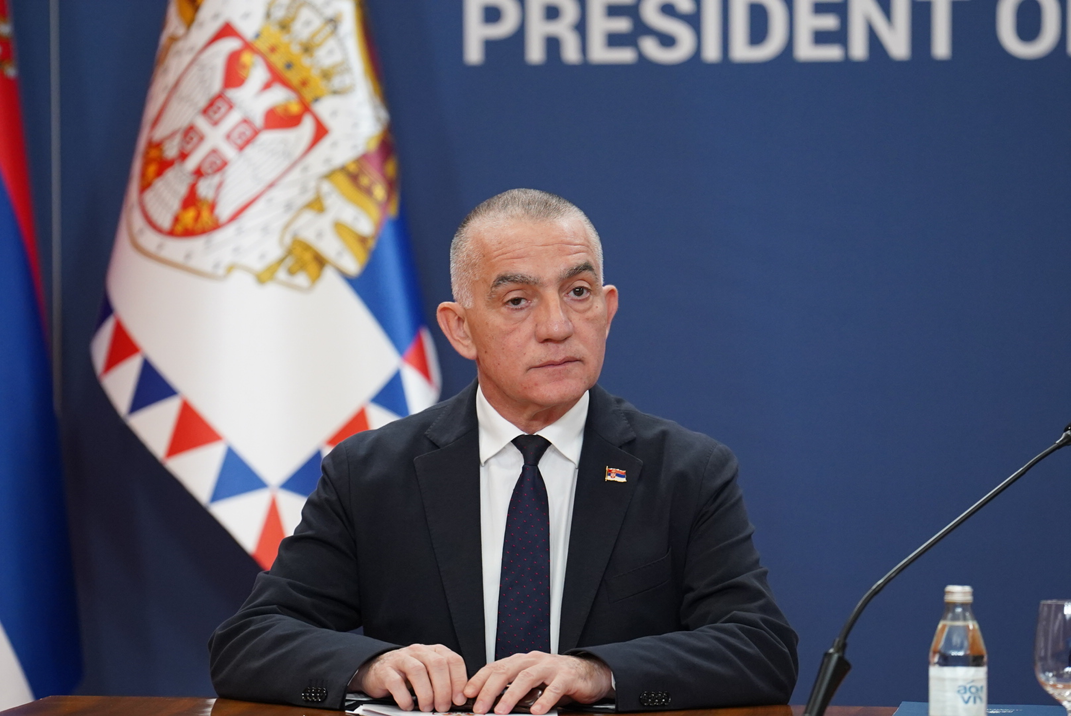 The President of the Republic of Serbia Aleksandar Vucic made an extraordinary address to the public at the Palace of Serbia due to the shooting and fire in the tent settlement near the National Assembly of Serbia.