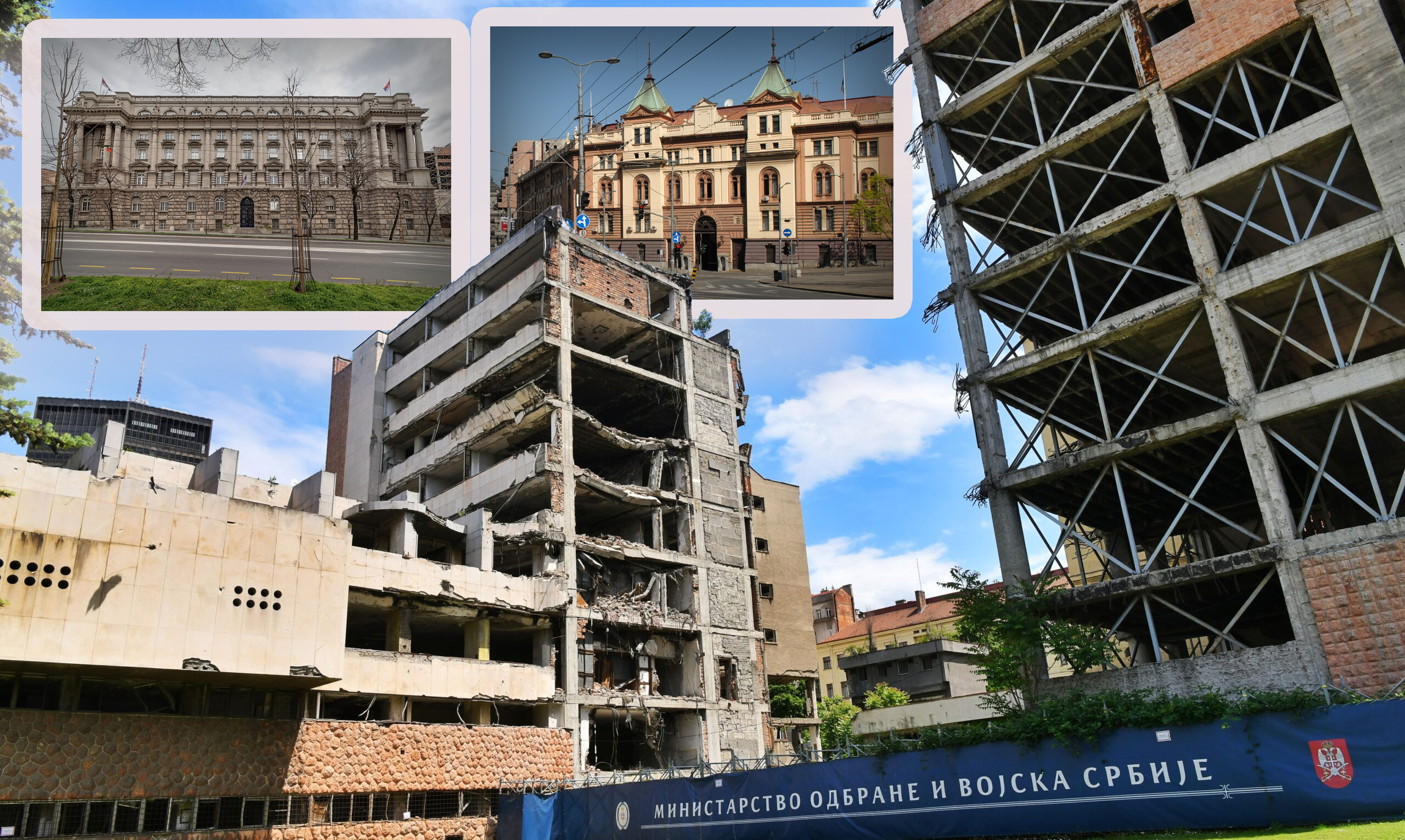 kaver kombo: Bombardovane zgrade Generalštaba u fokus, a okolo zgrada Kasarne 7. puka i Starog Generalštaba - nalepite
tema: Koji su sve objekti kompleksa Generalštab pod zaštitom