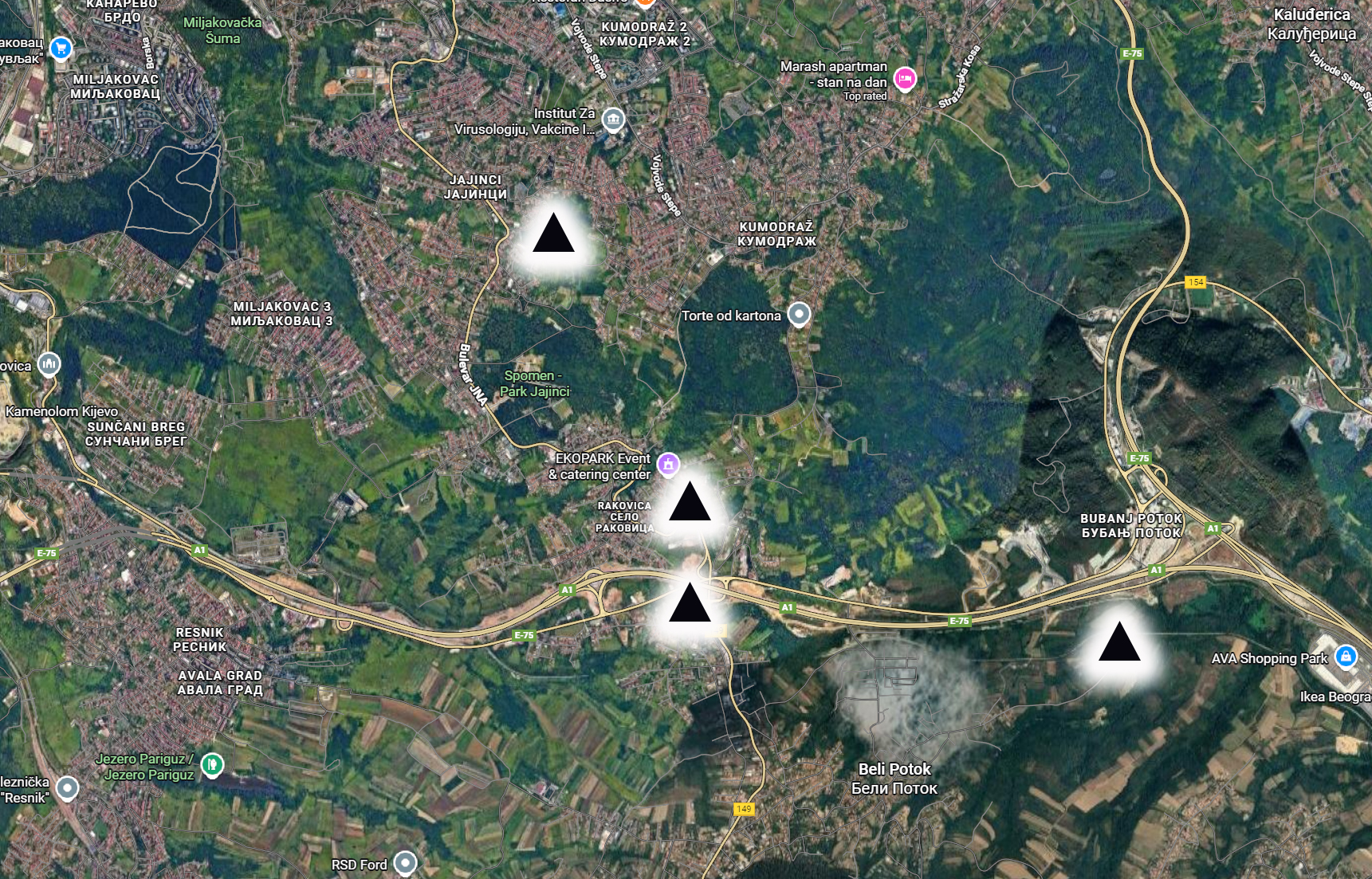 mapa avala opasne tacke