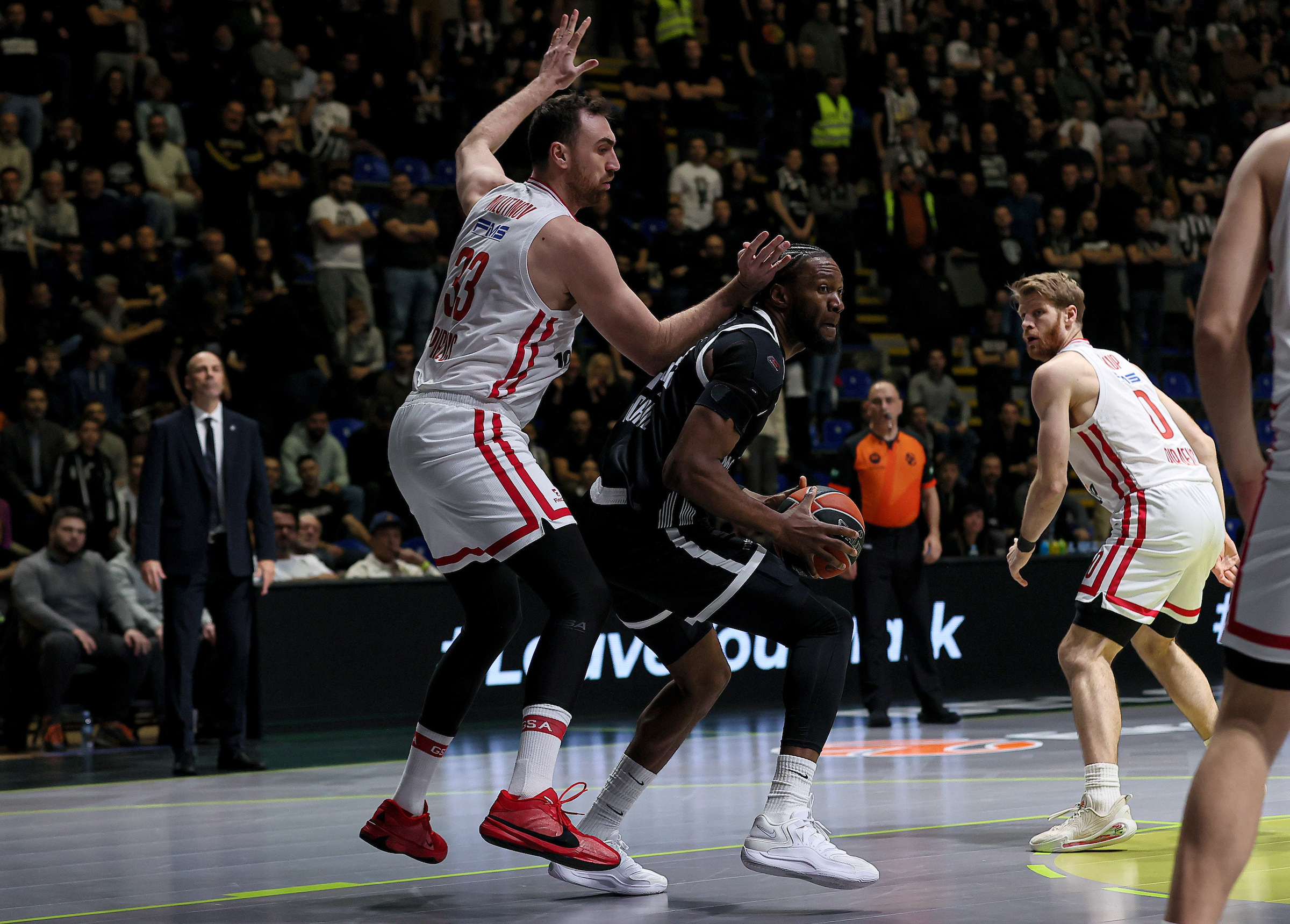 Partizan v Olympiacos basketball match of Euroleague 2025/2026 round 22 on January 14. 2026. in Belgrade, Serbia.