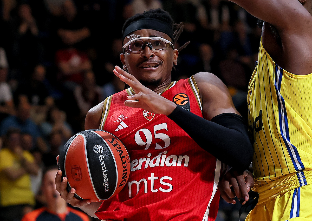 Chima Moneke of Crvena Zvezda during Maccabi Tel Aviv v Crvena Zvezda basketball match of Euroleague 2025/26 round 8 on October 30. 2025. in Belgrade, Serbia.
(photo by Luka Milosavljevic/STARSPORT ©)
