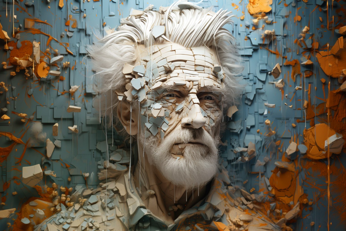 Alzheimer awareness day, dementia diagnosis, Parkinson´s disease, memory loss disorder, decay of brain into pieces