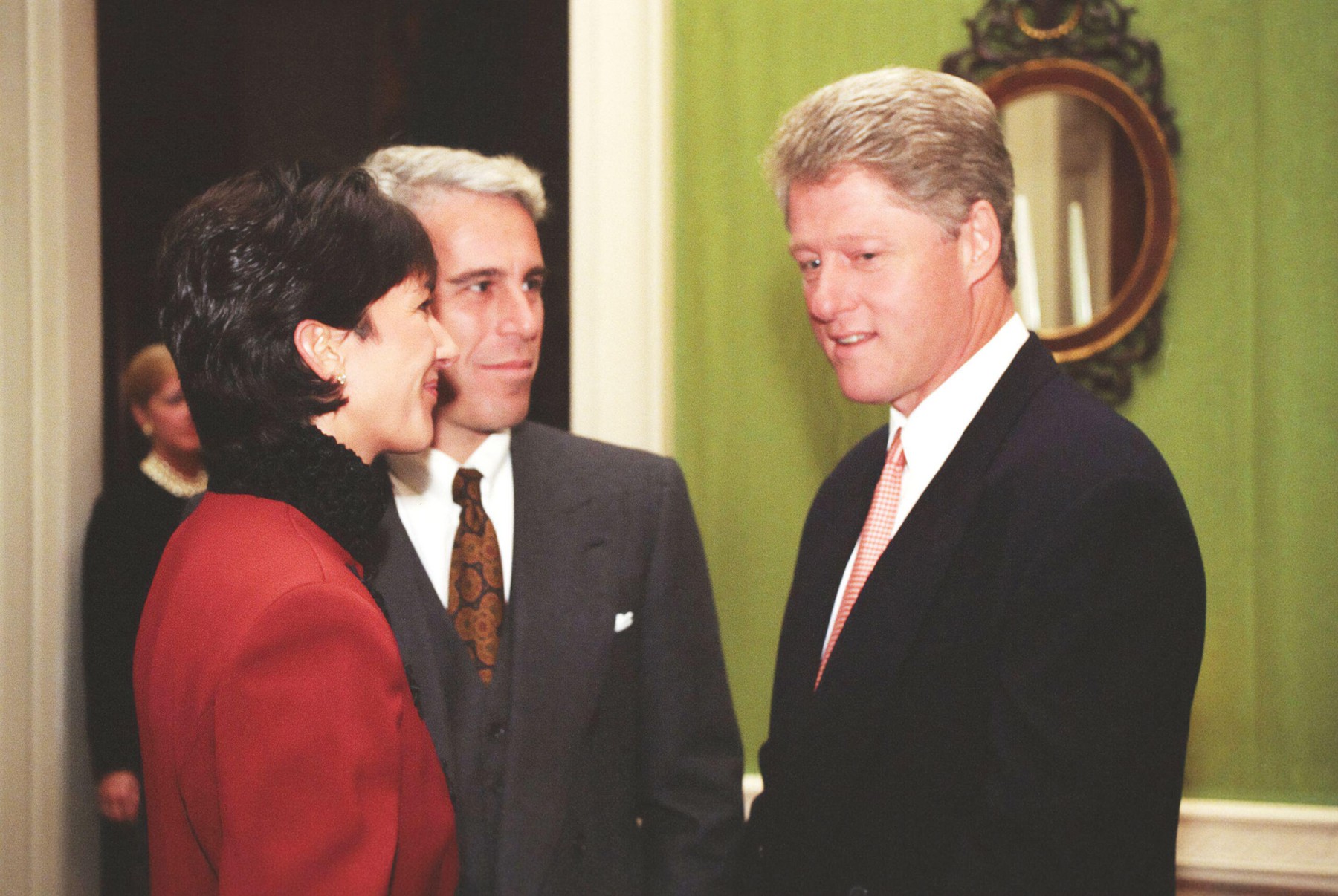Jeffrey Epstein and Maxwell were photographed speaking with Bill Clinton after the president made remarks at an event for donors to the White House restoration project. Sept. 29, 1993 - Photo by White House photographer Ralph Alswang