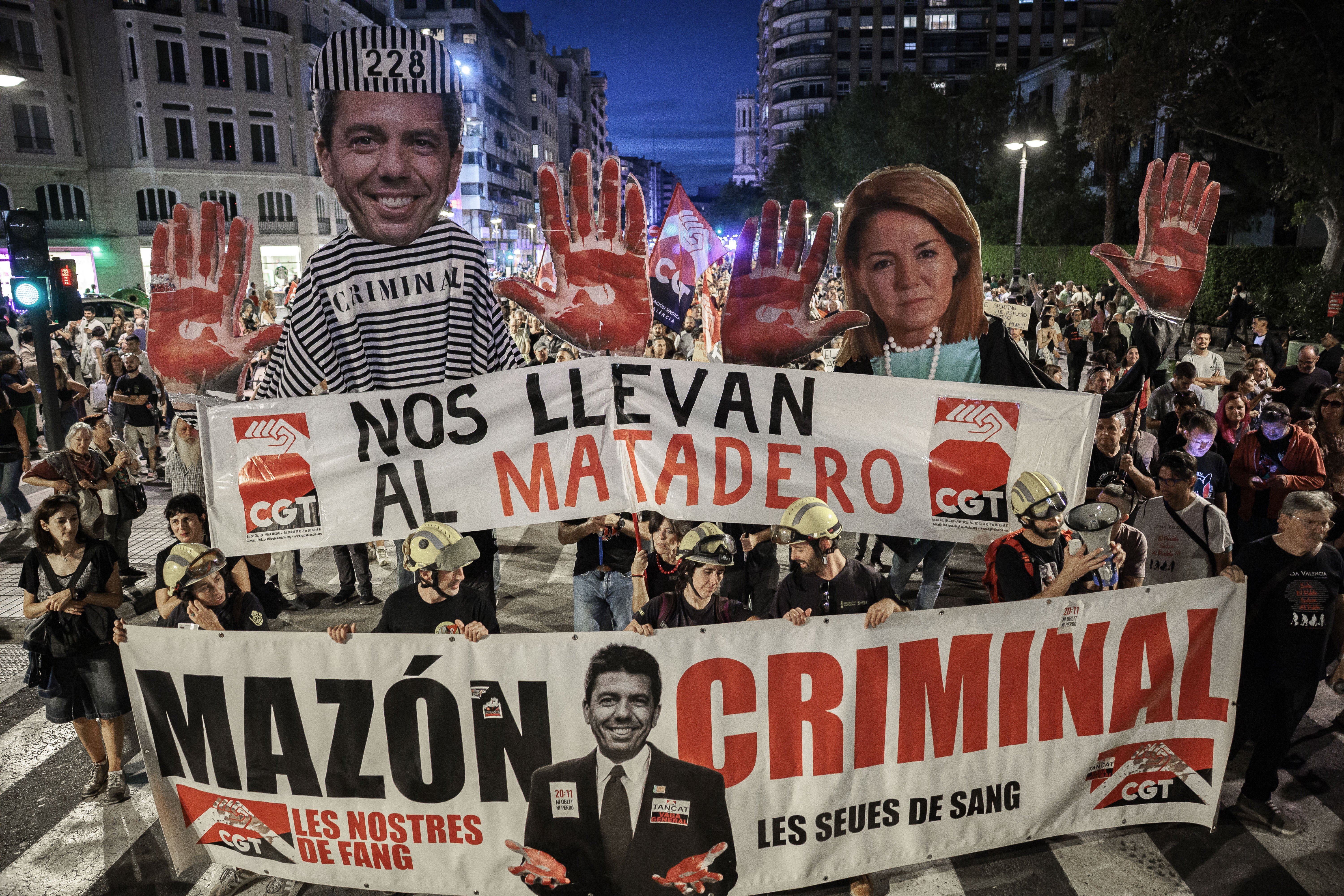 Demonstrators rally against Valencia Presidents handling of DANA disaster