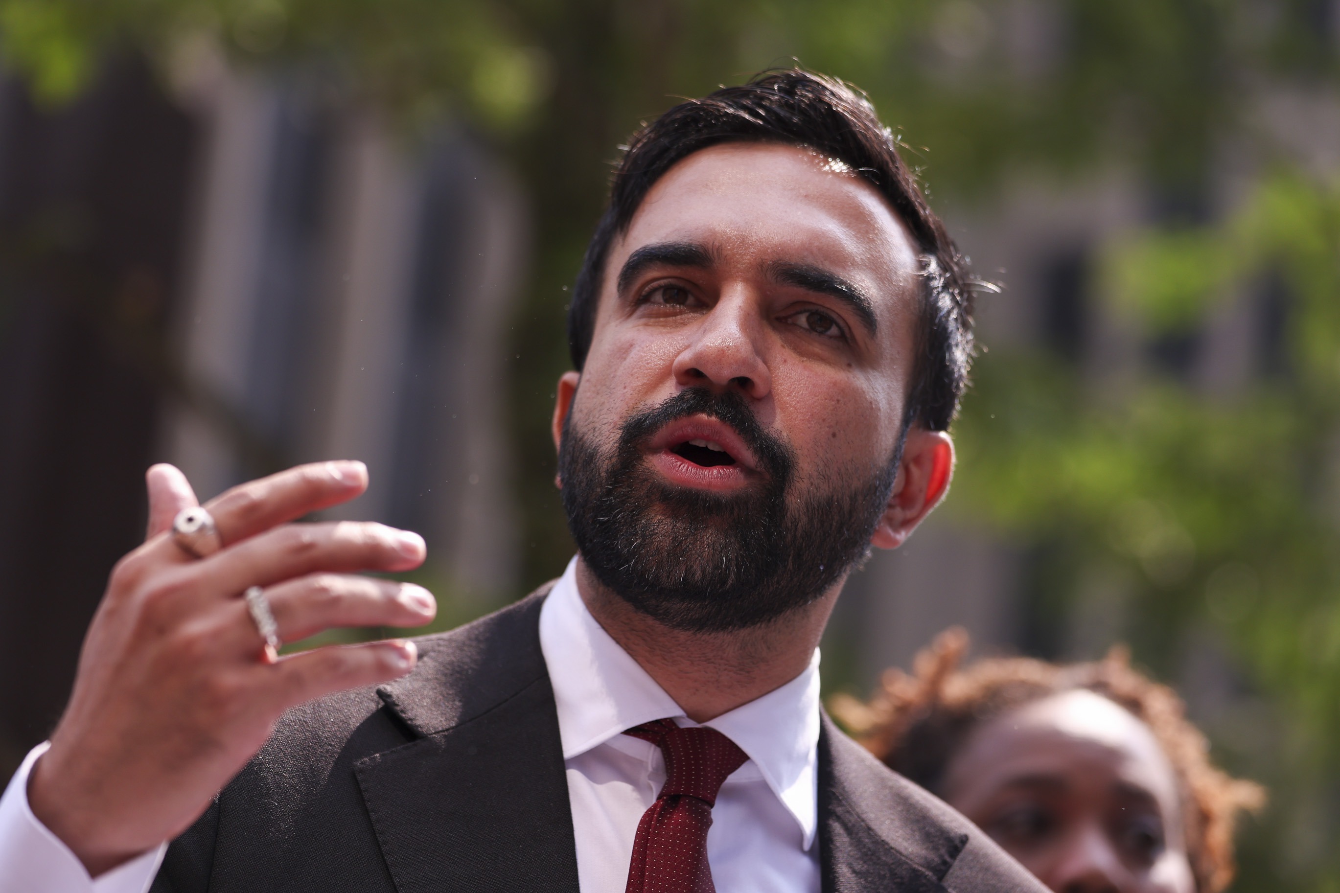 Democratic nominee for New York mayor Zohran Mamdani holds a press conference